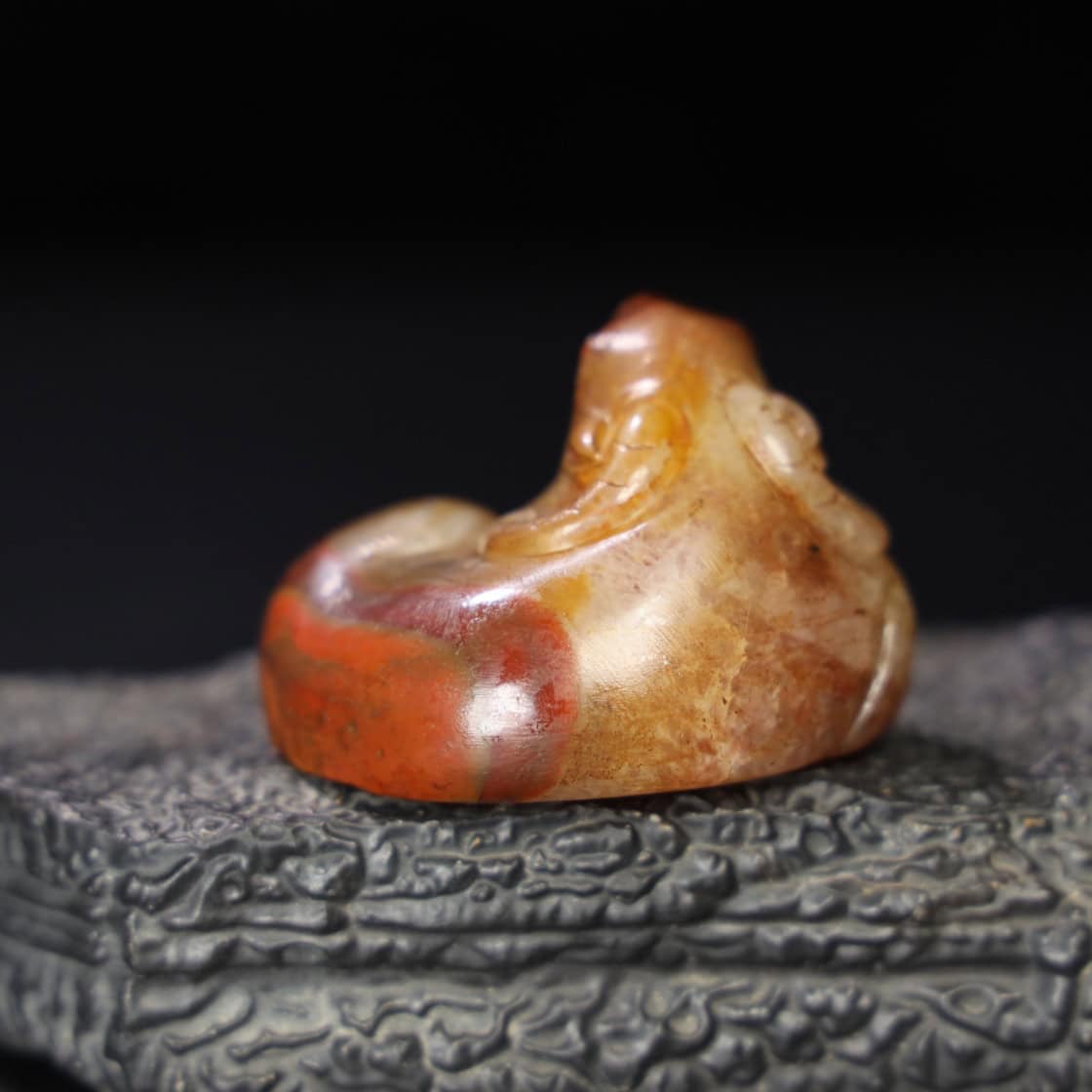 Chinese Natural Jade Carved Red Sheep Handle