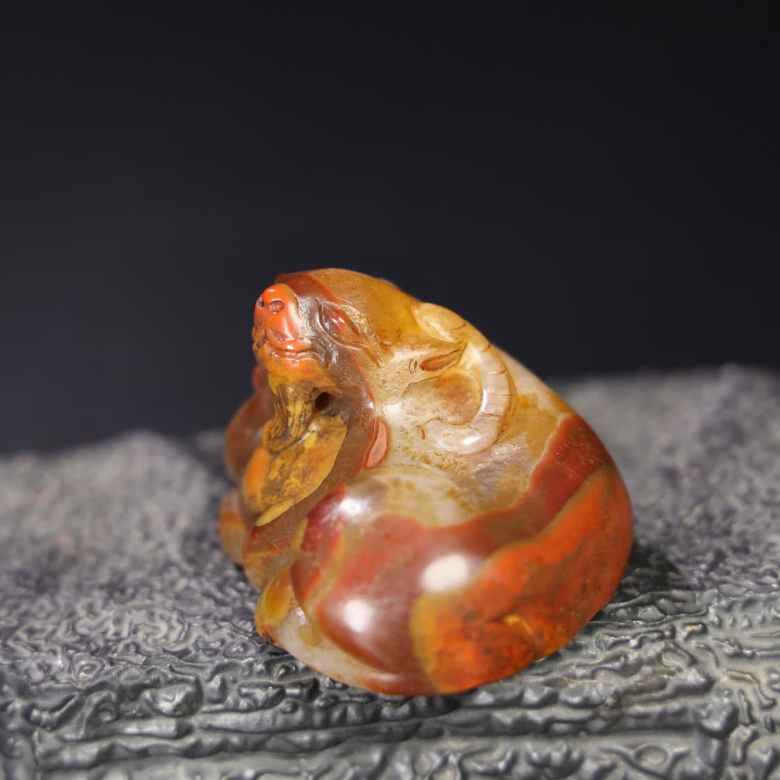 Chinese Natural Jade Carved Red Sheep Handle
