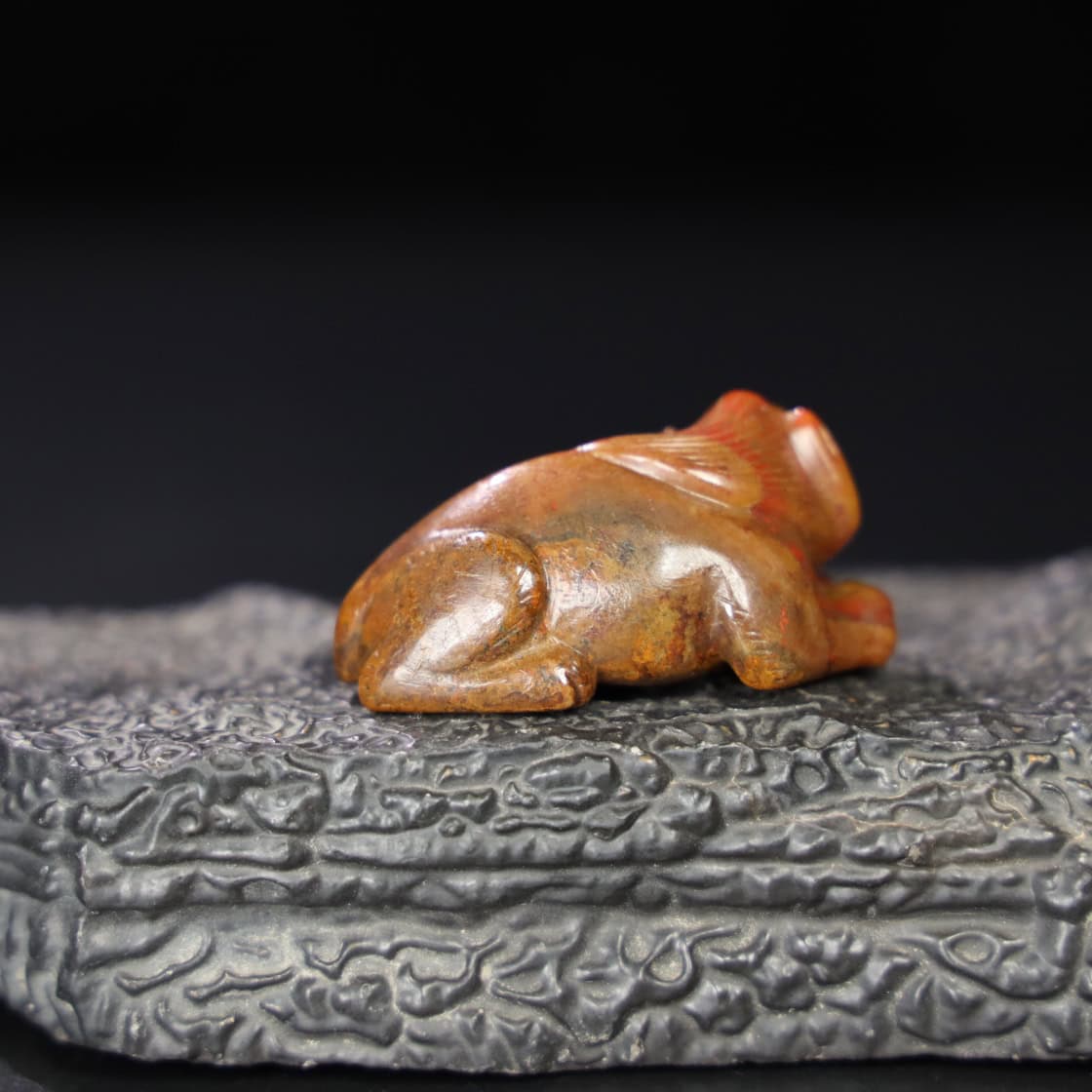 Chinese Natural Jade Carved beast handle piece