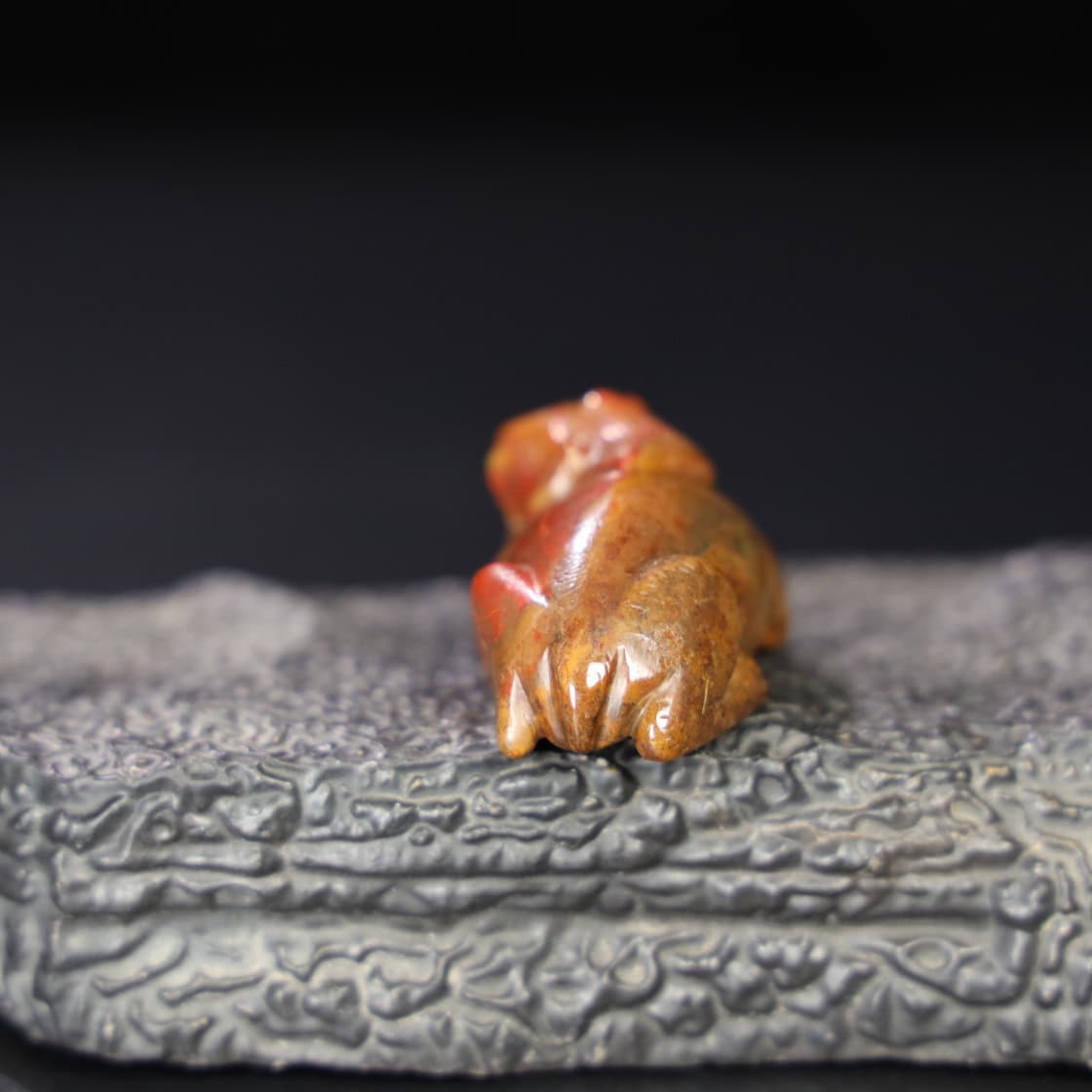 Chinese Natural Jade Carved beast handle piece