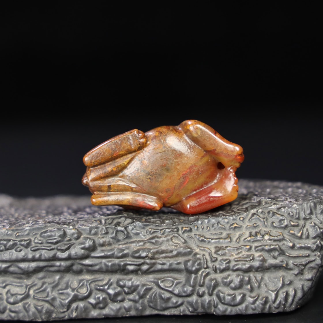 Chinese Natural Jade Carved beast handle piece