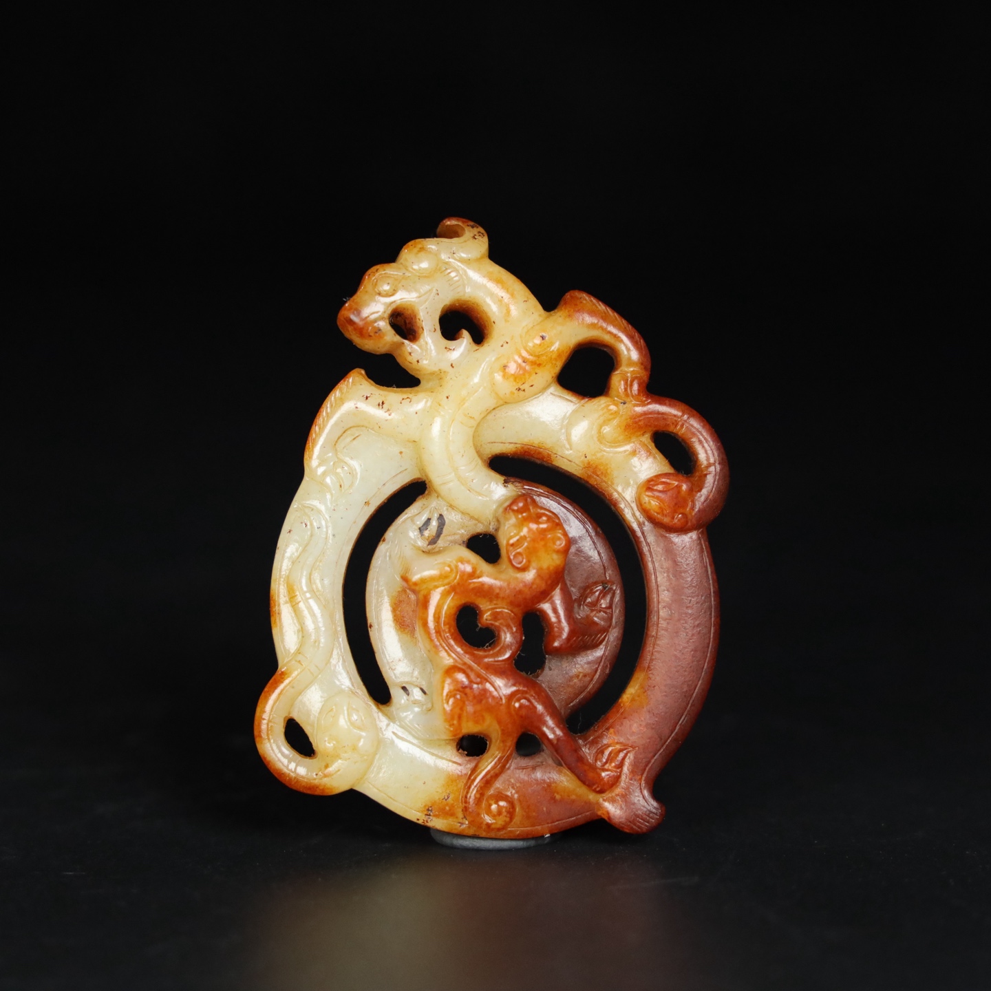 Chinese Natural Jade Carved Dragon Pendant