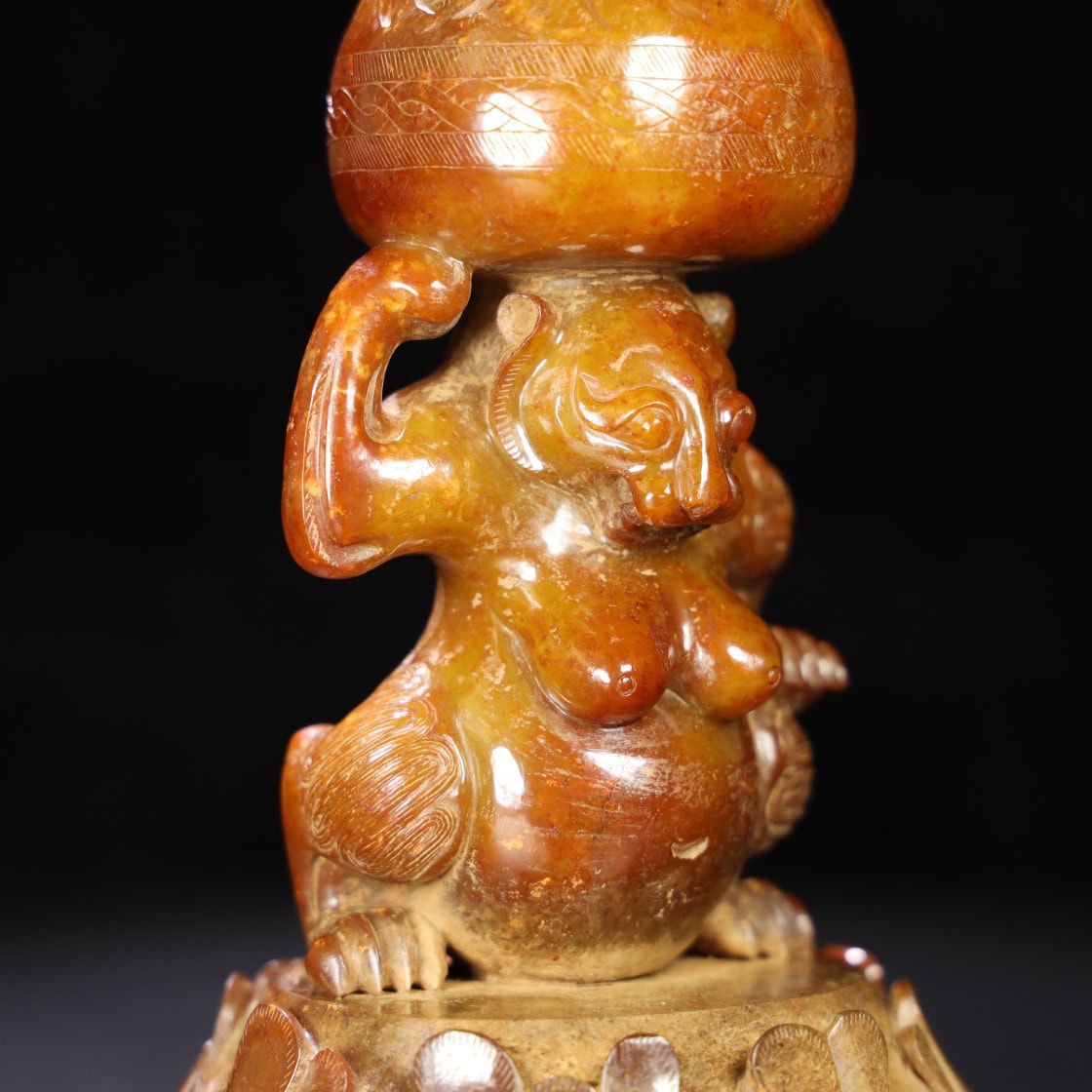 Chinese Natural Jade Carved Bear Incense