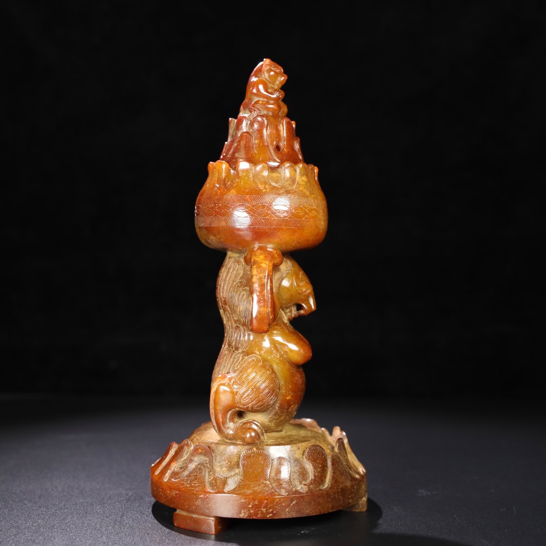 Chinese Natural Jade Carved Bear Incense