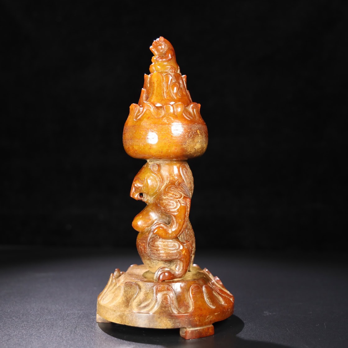 Chinese Natural Jade Carved Bear Incense