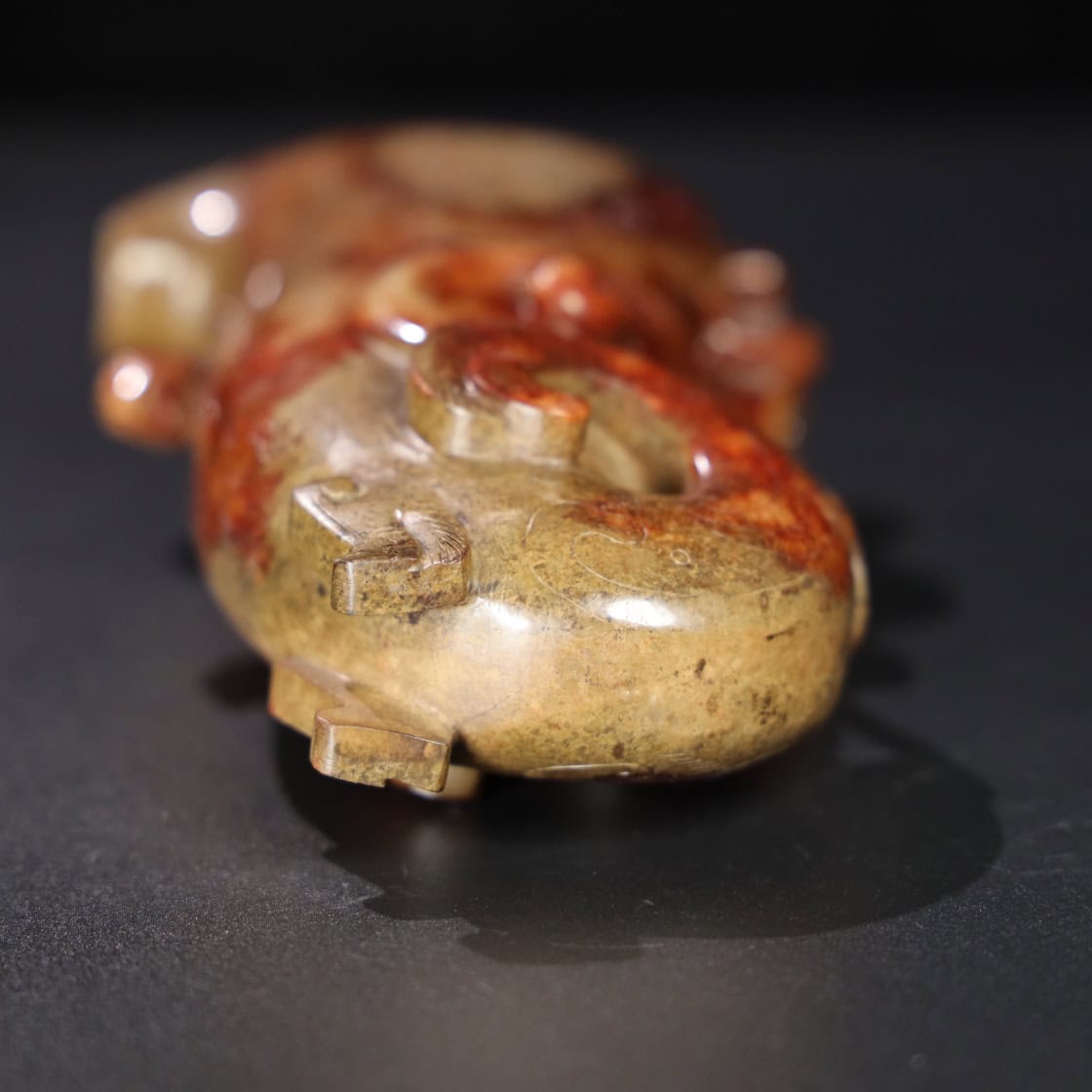 Chinese Natural Jade Carved Chi Longjue Cup