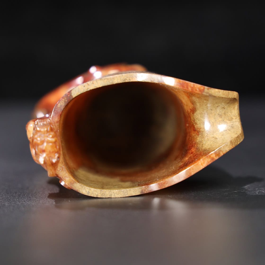 Chinese Natural Jade Carved Chi Longjue Cup