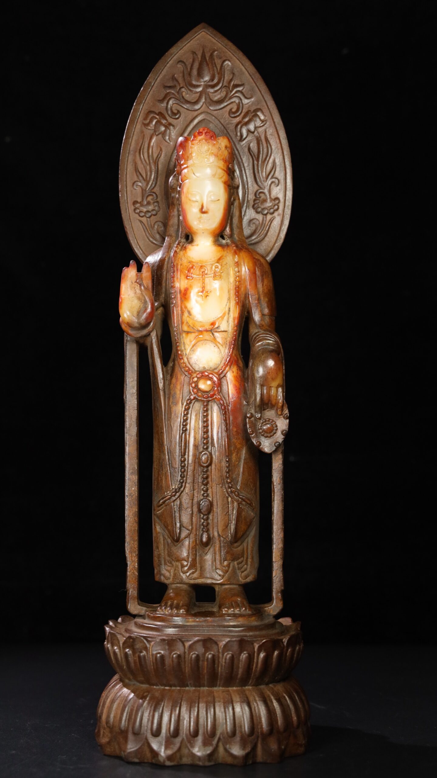 Chinese Natural Jade Carved Buddha Ornament