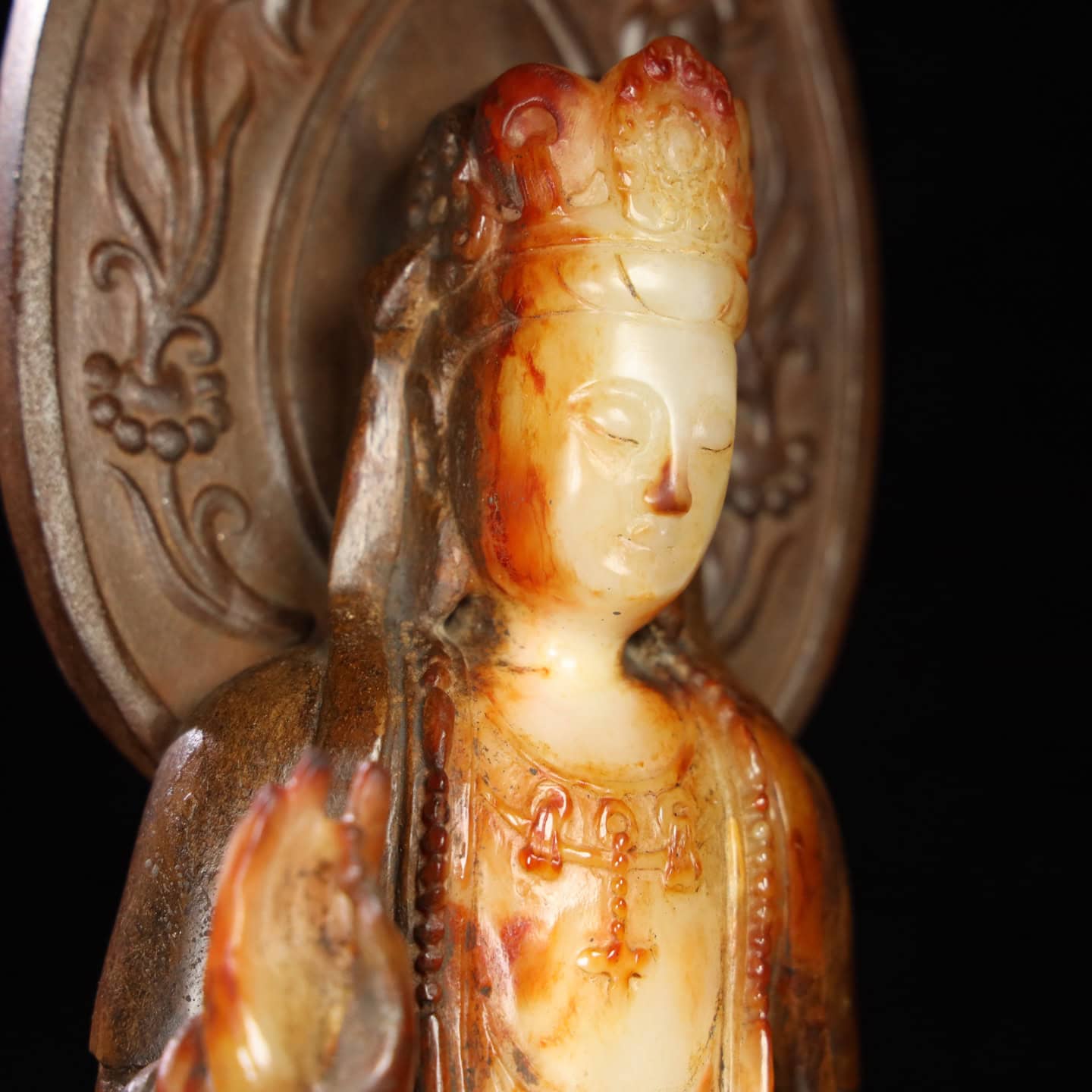 Chinese Natural Jade Carved Buddha Ornament