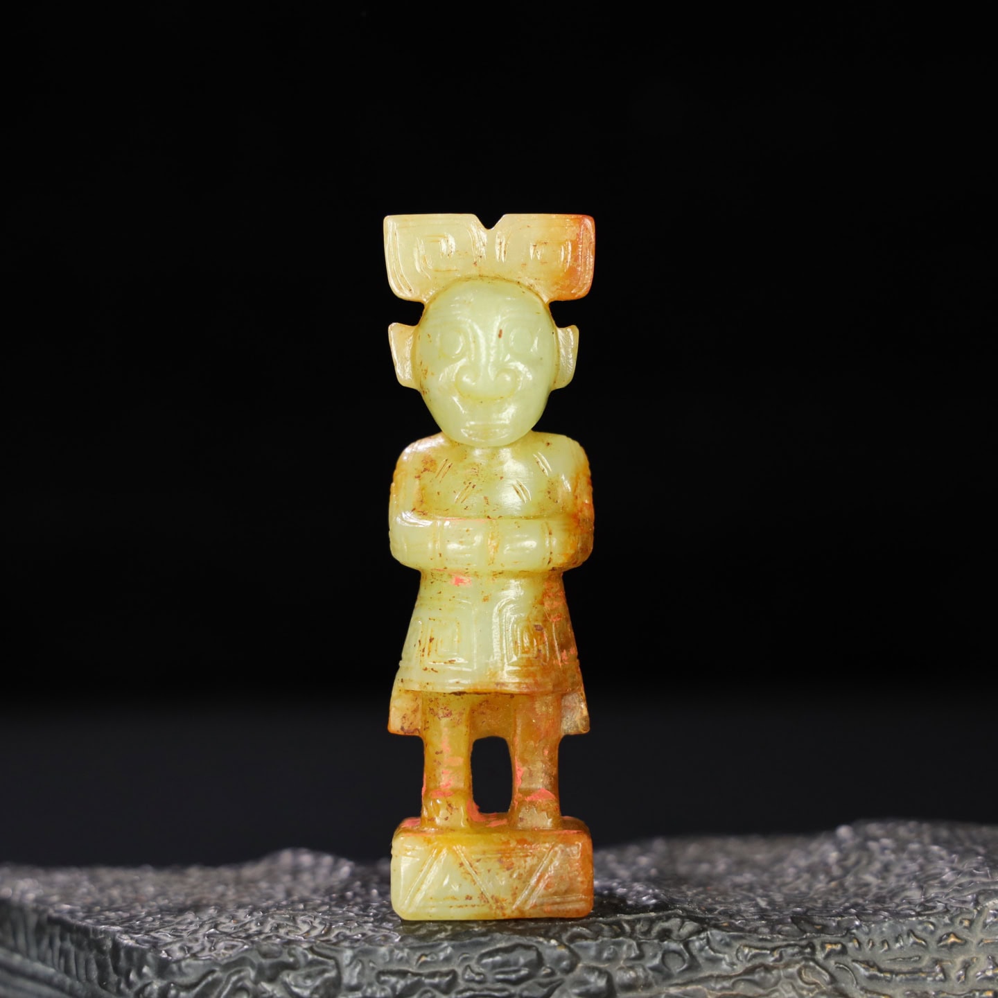 Chinese Natural Jade Carved Figure Ornament