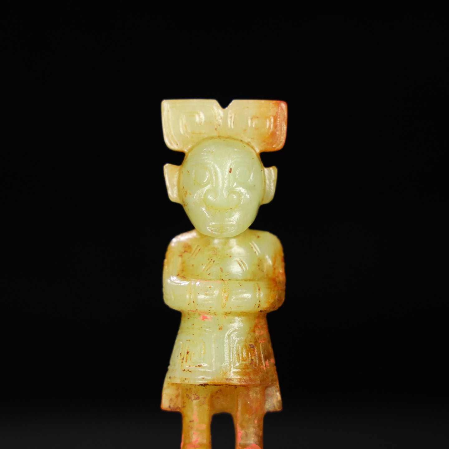 Chinese Natural Jade Carved Figure Ornament