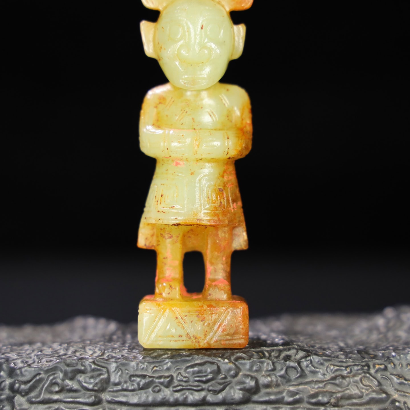 Chinese Natural Jade Carved Figure Ornament