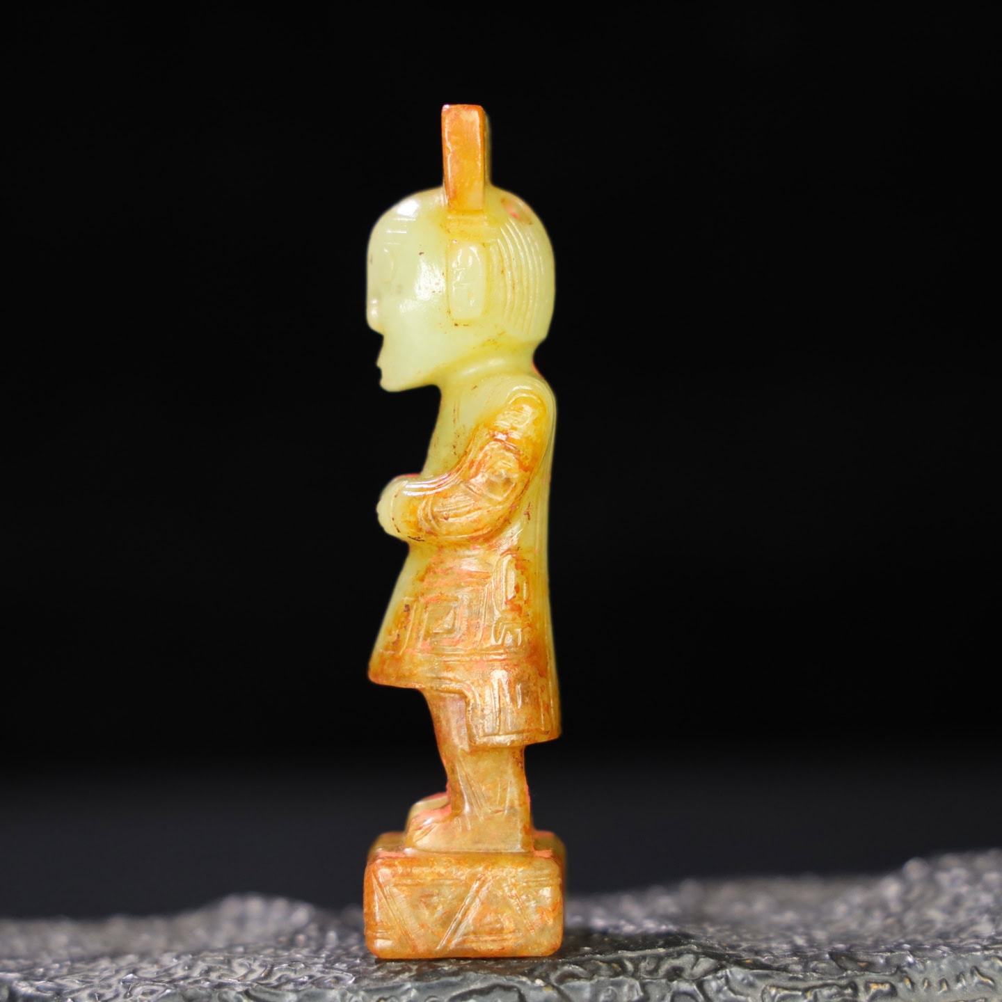 Chinese Natural Jade Carved Figure Ornament