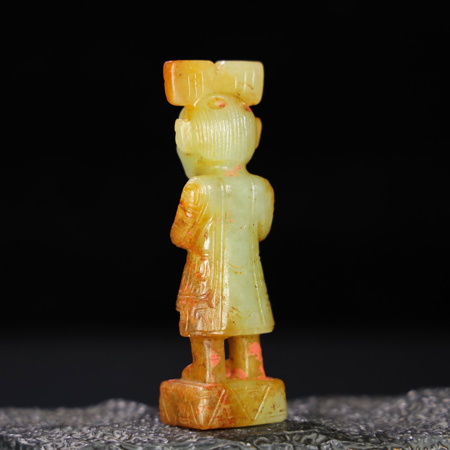 Chinese Natural Jade Carved Figure Ornament