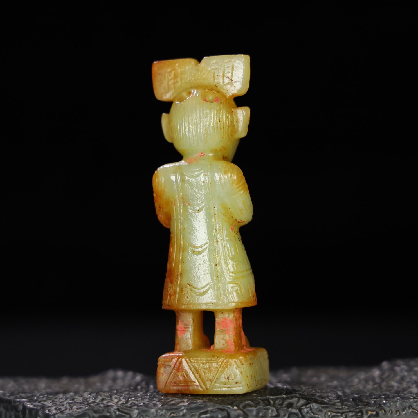 Chinese Natural Jade Carved Figure Ornament