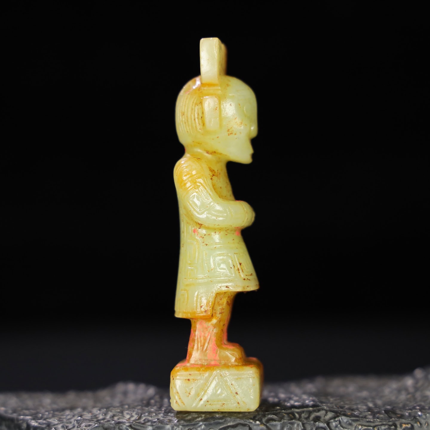 Chinese Natural Jade Carved Figure Ornament