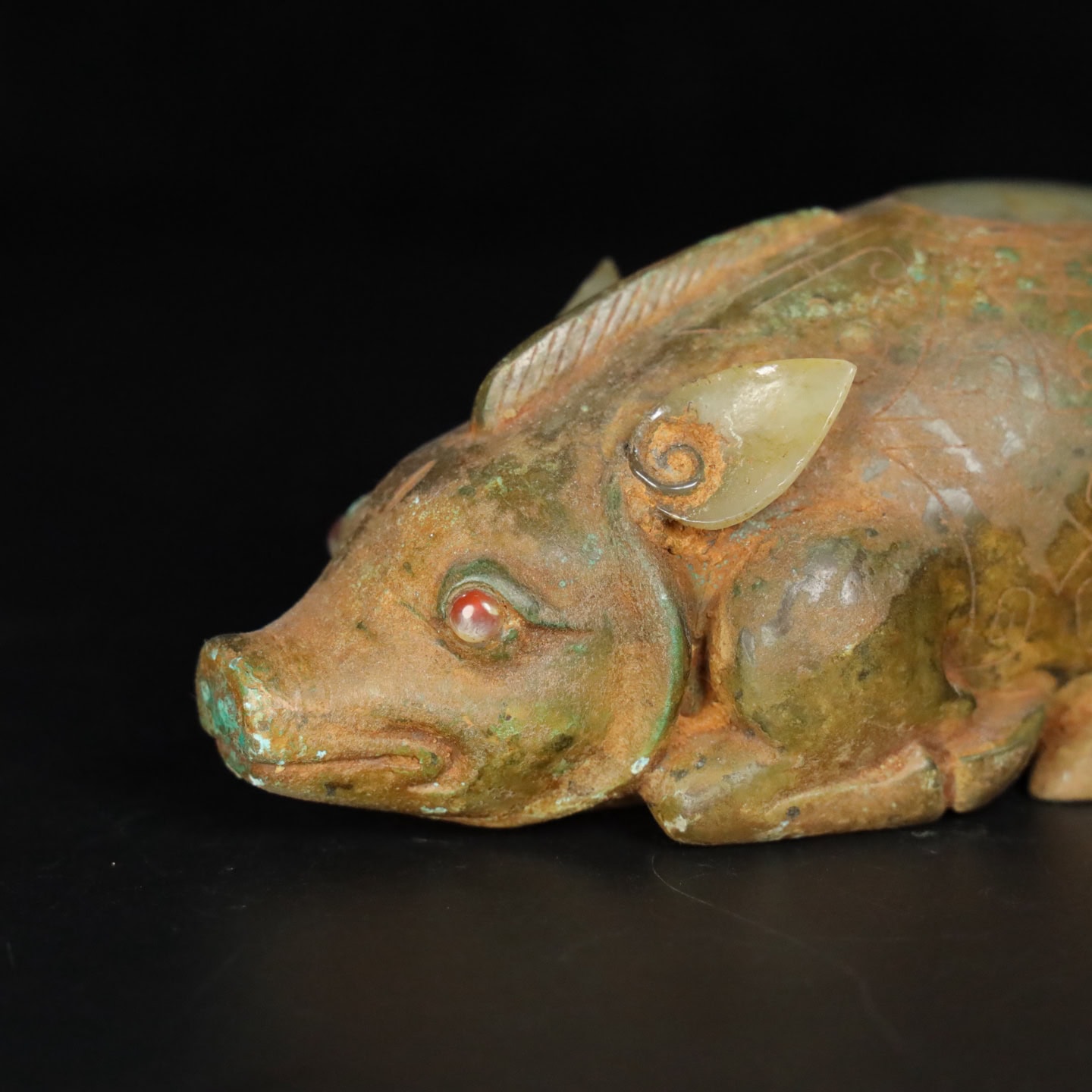 Chinese Natural Jade Carved Pig