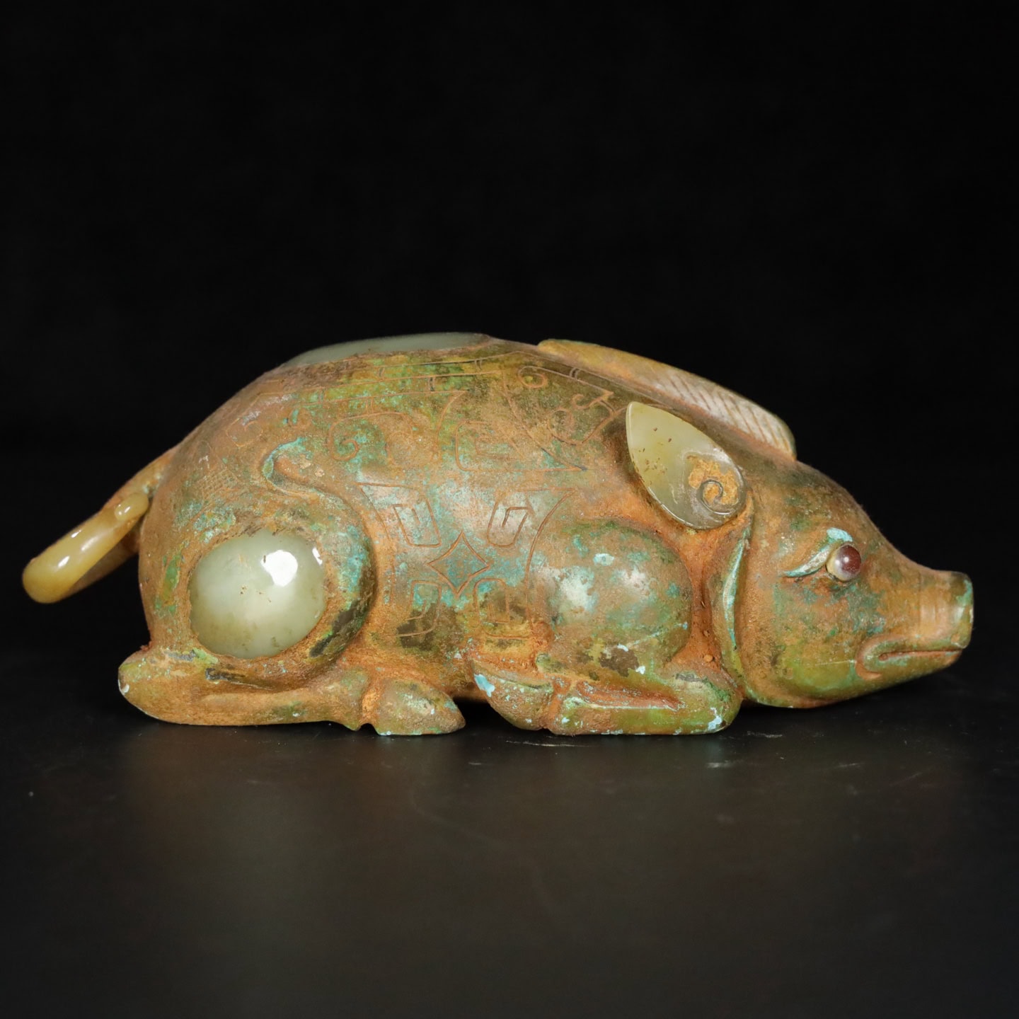 Chinese Natural Jade Carved Pig