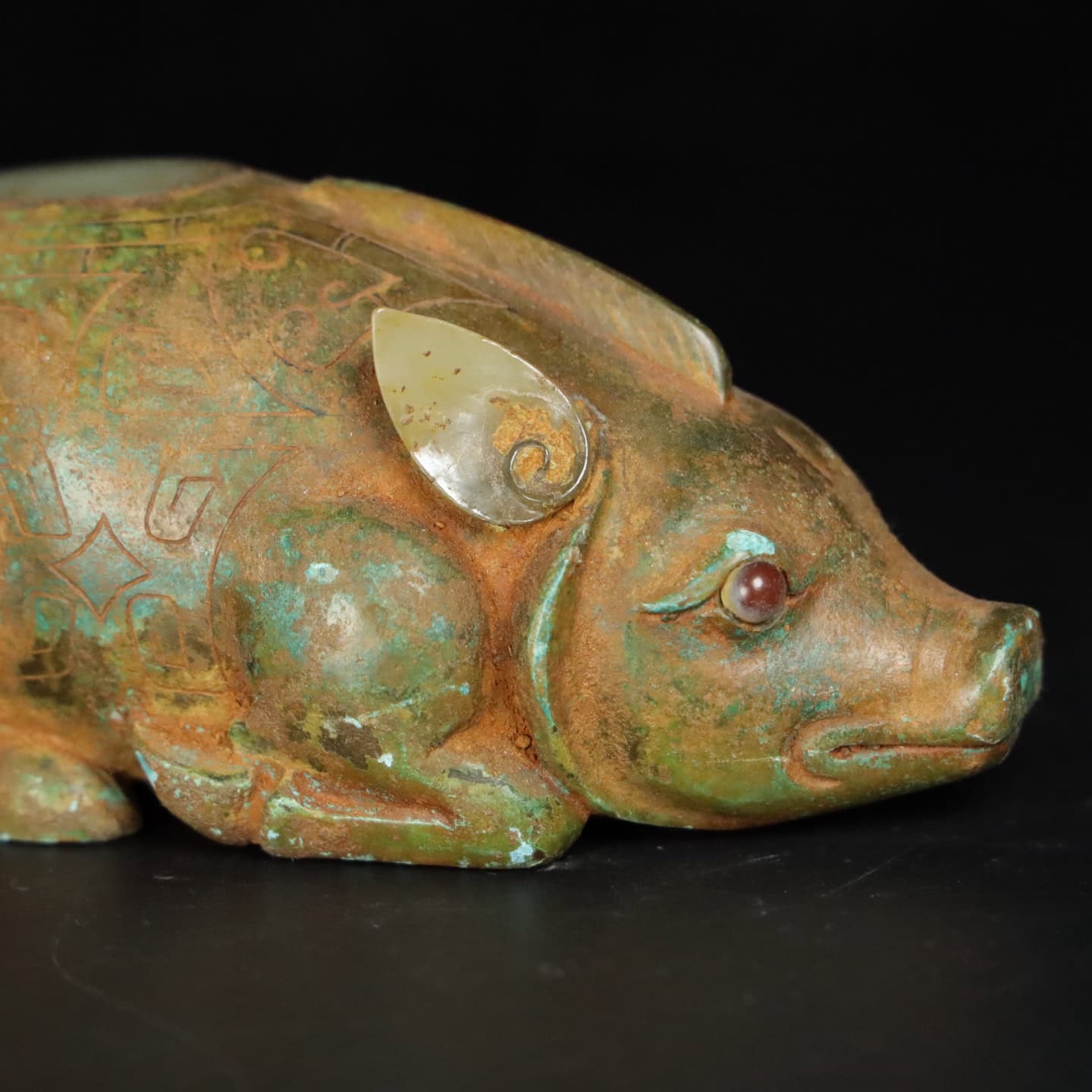 Chinese Natural Jade Carved Pig