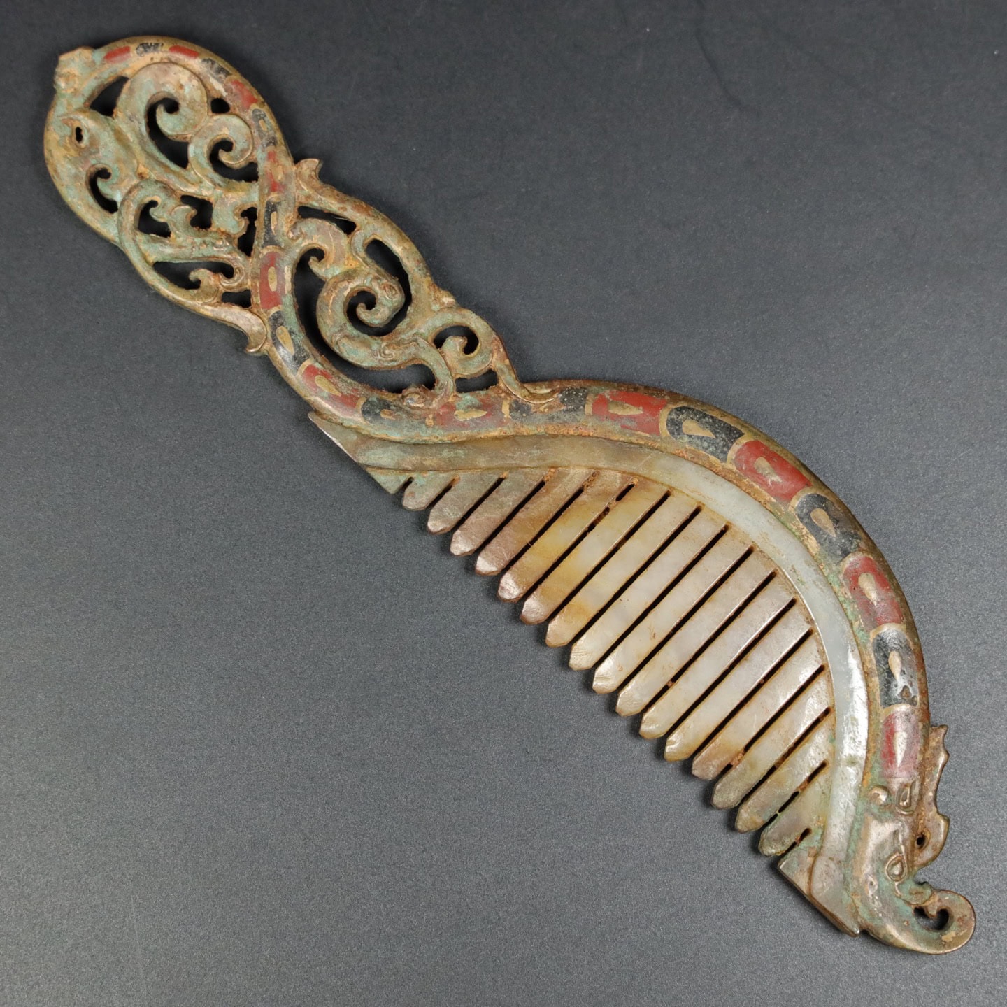 Chinese Natural Jade Carved Comb