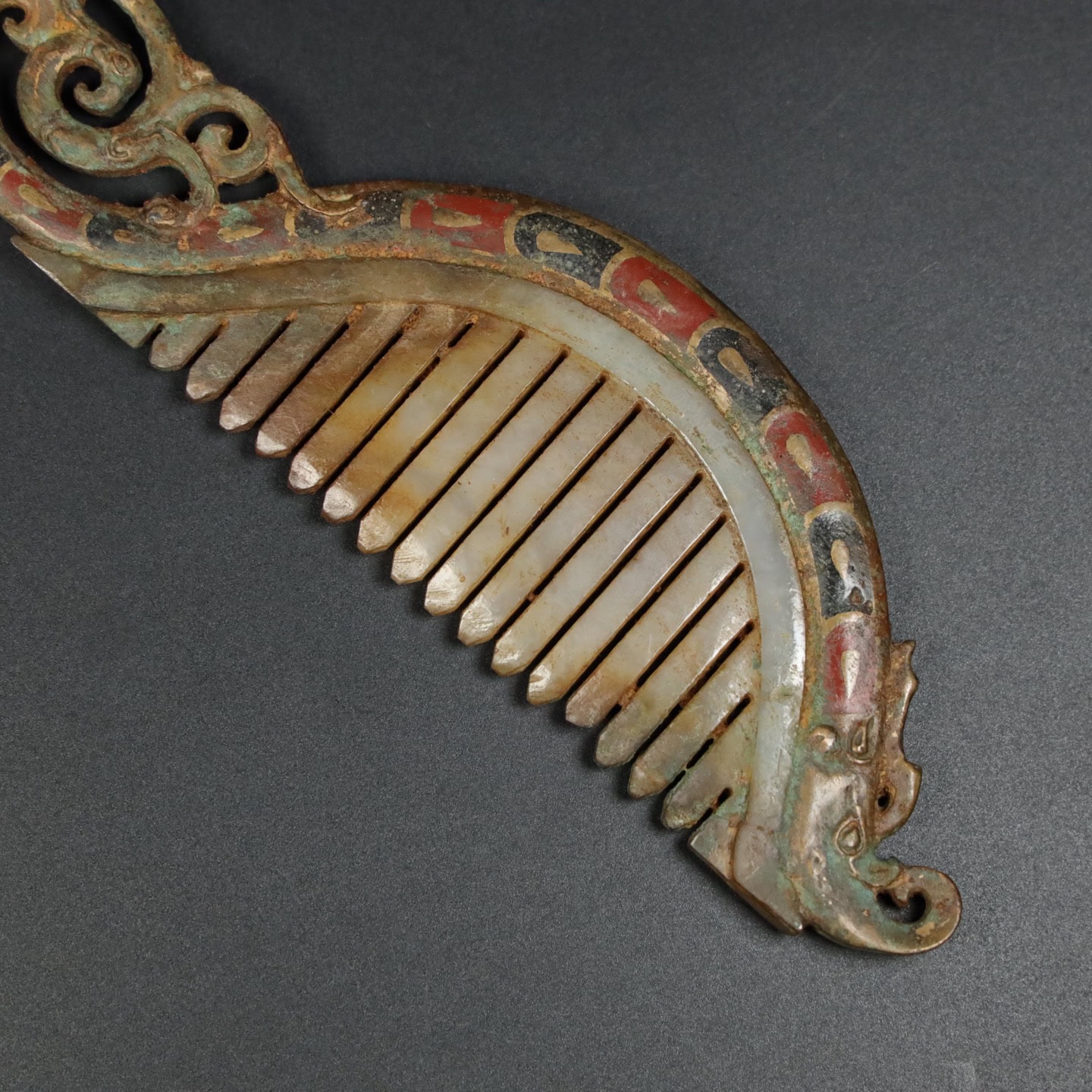 Chinese Natural Jade Carved Comb