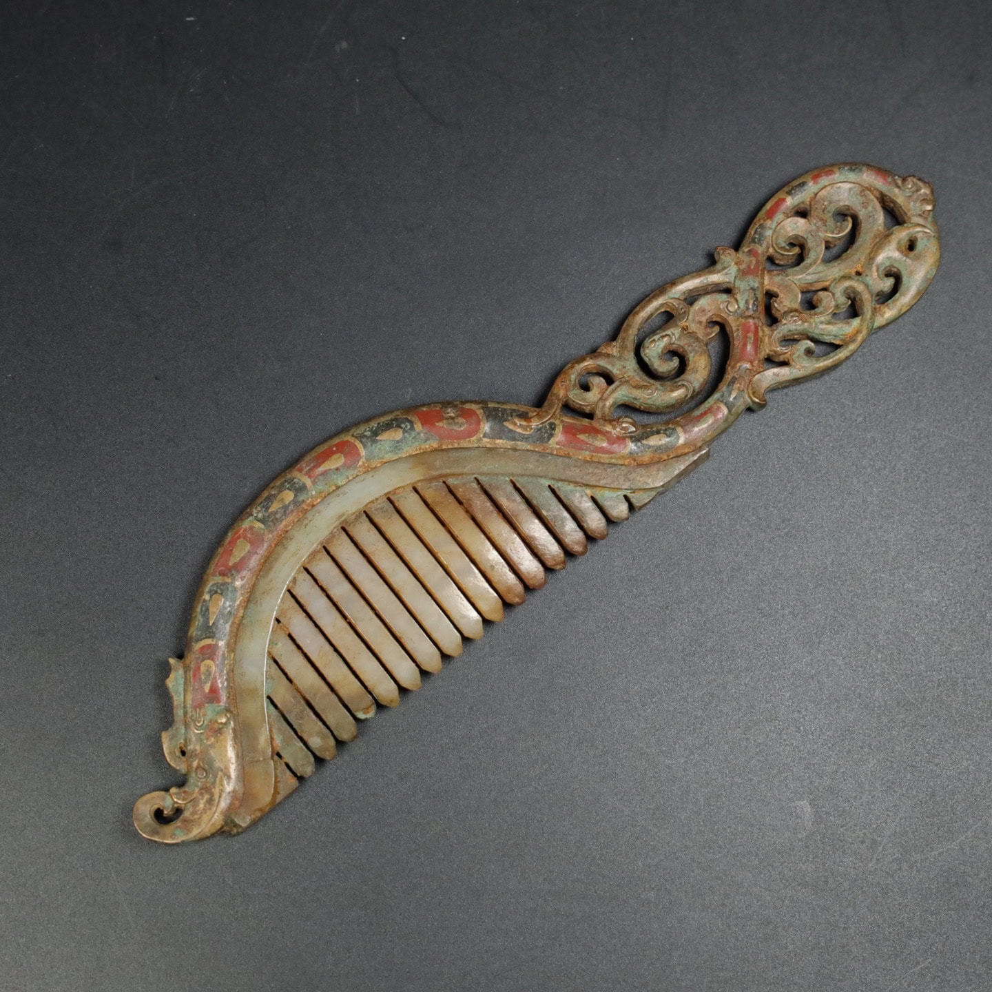 Chinese Natural Jade Carved Comb