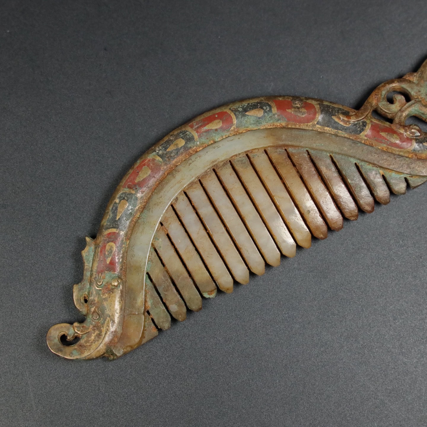 Chinese Natural Jade Carved Comb