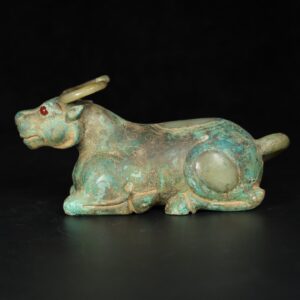 Chinese Natural Jade Carved Cow