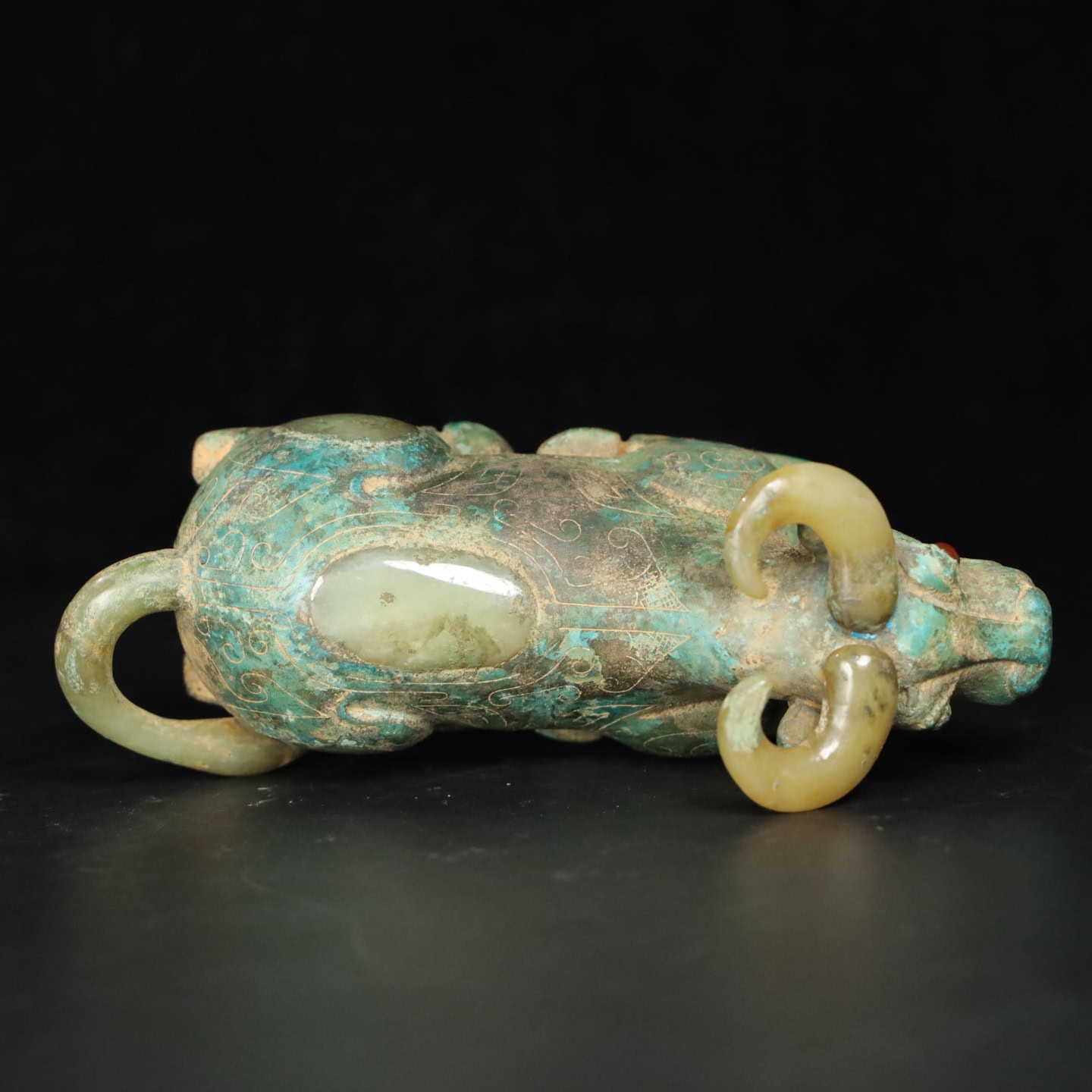 Chinese Natural Jade Carved Cow