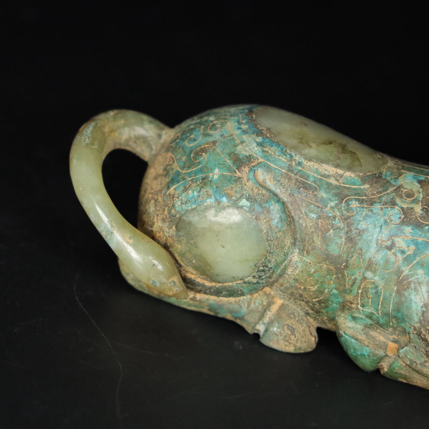 Chinese Natural Jade Carved Cow