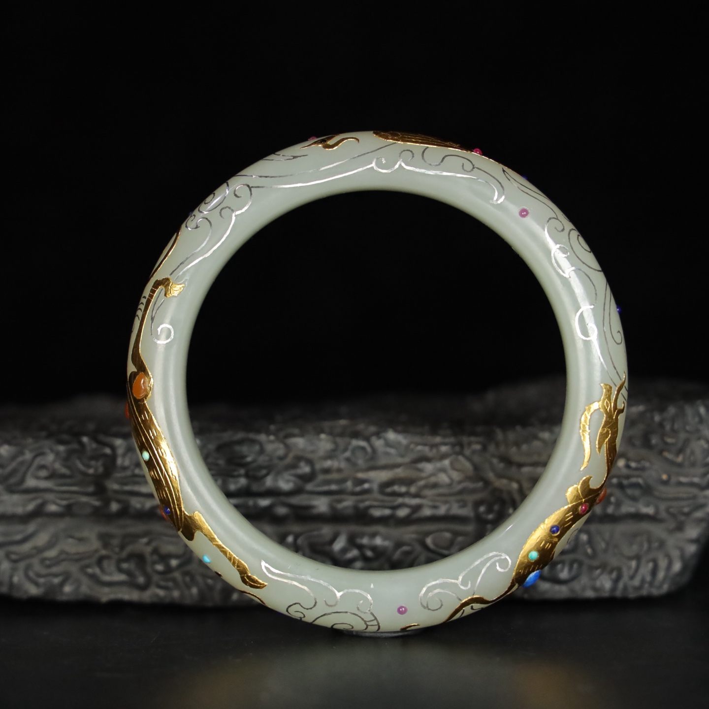 Chinese Natural Jade Carved Bracelet