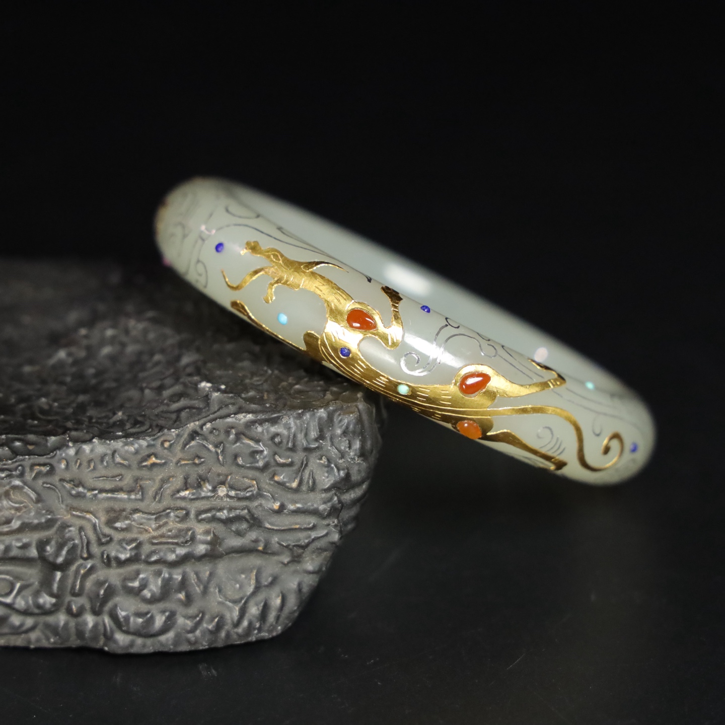 Chinese Natural Jade Carved Bracelet