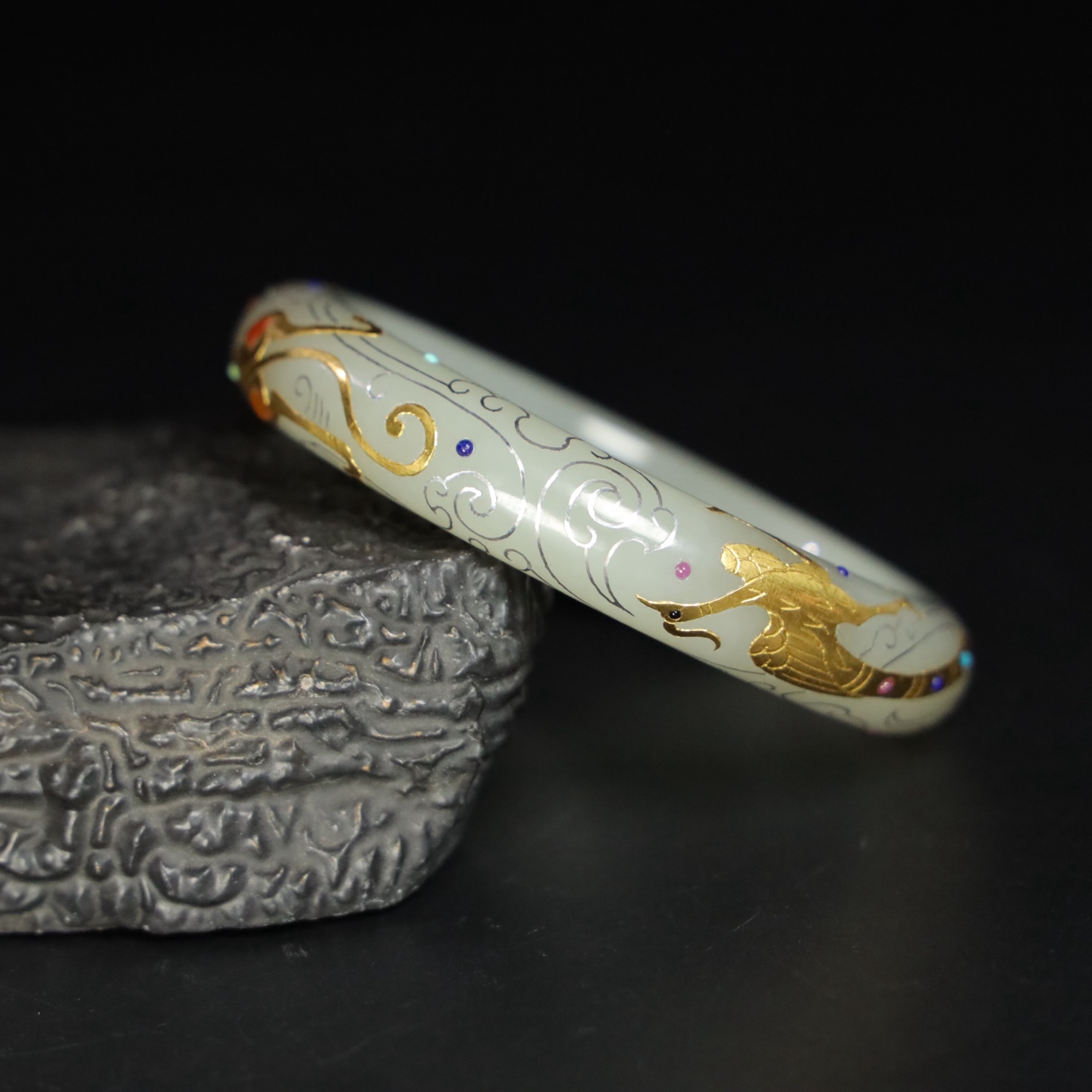 Chinese Natural Jade Carved Bracelet
