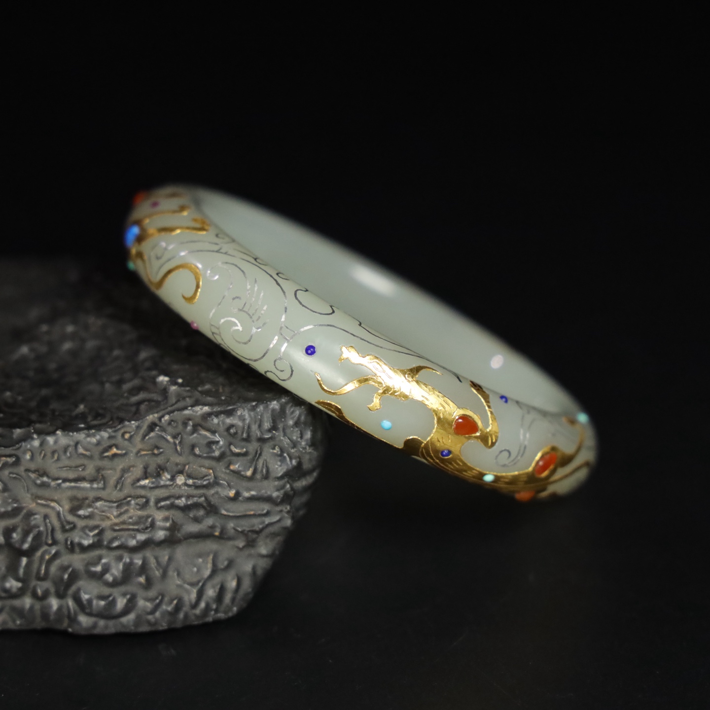 Chinese Natural Jade Carved Bracelet