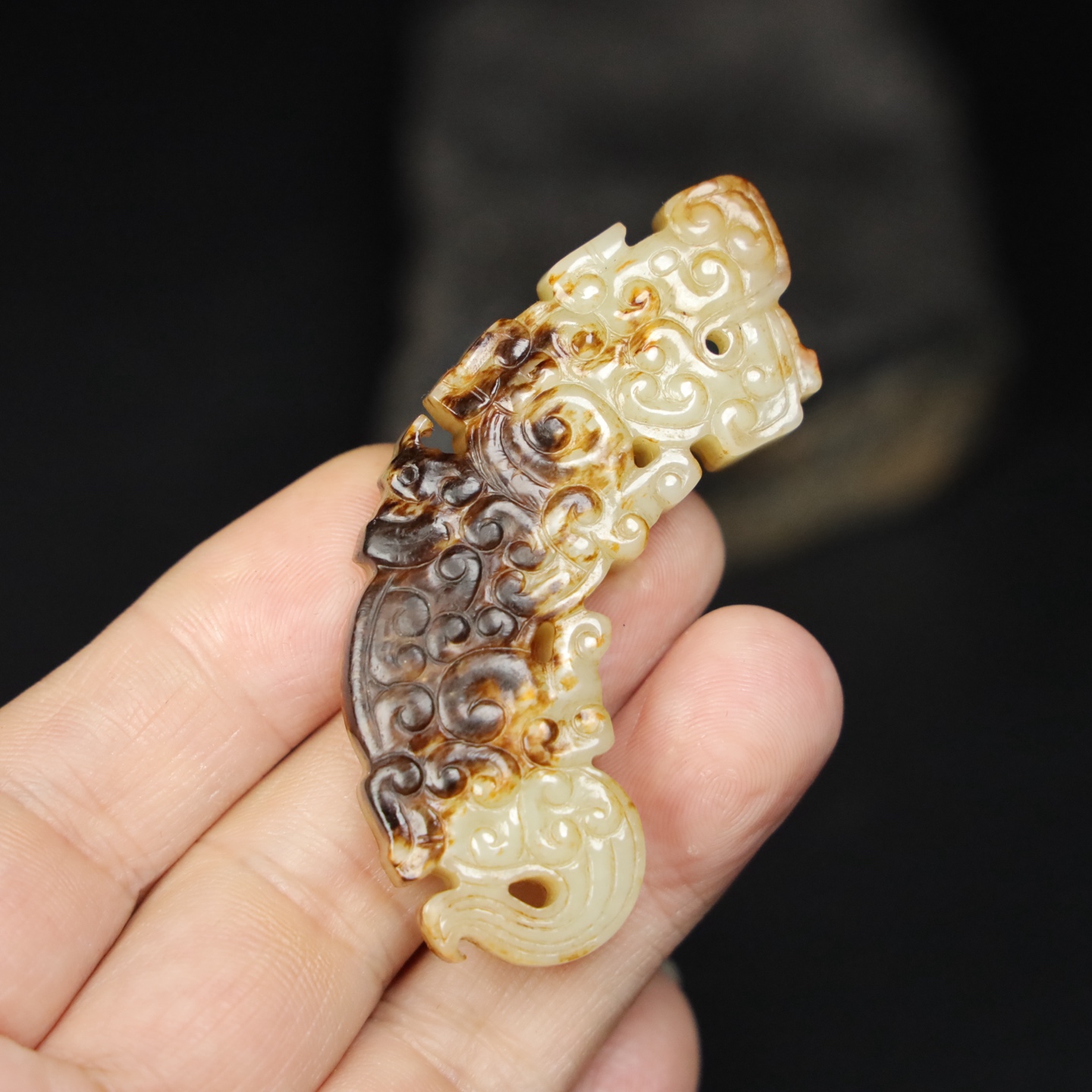 Chinese Natural Jade Carved Tiger Pendant
