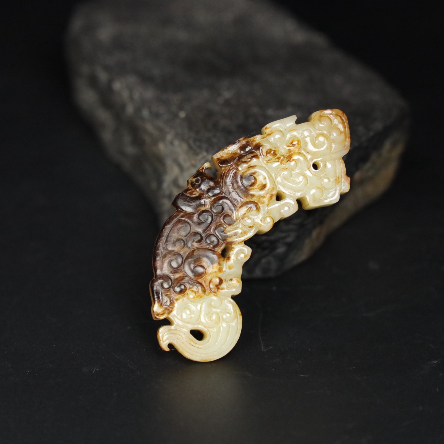Chinese Natural Jade Carved Tiger Pendant