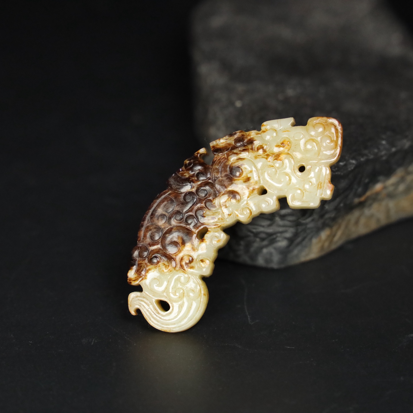 Chinese Natural Jade Carved Tiger Pendant