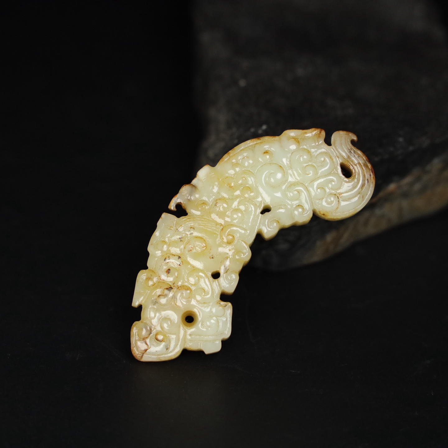Chinese Natural Jade Carved Tiger Pendant
