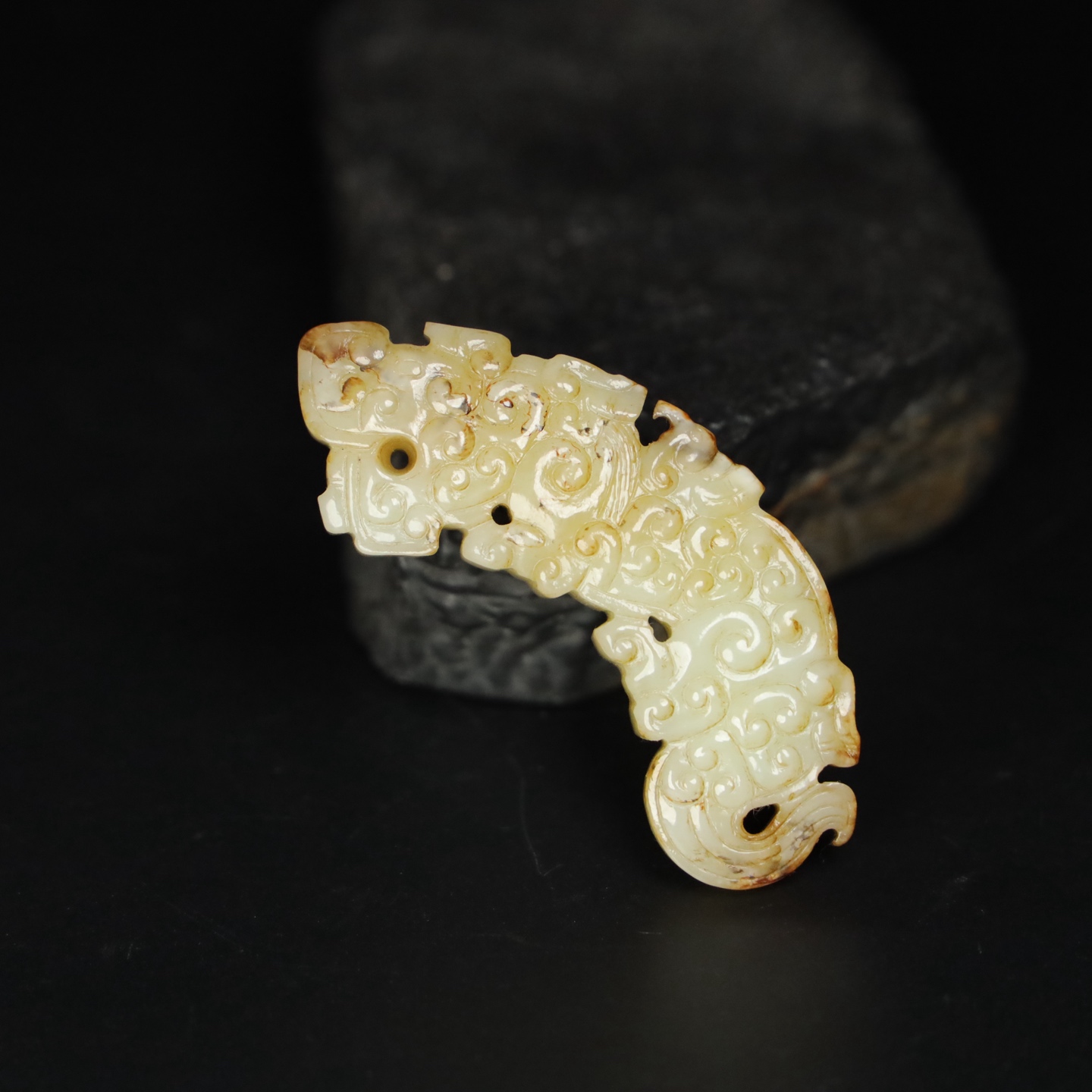 Chinese Natural Jade Carved Tiger Pendant