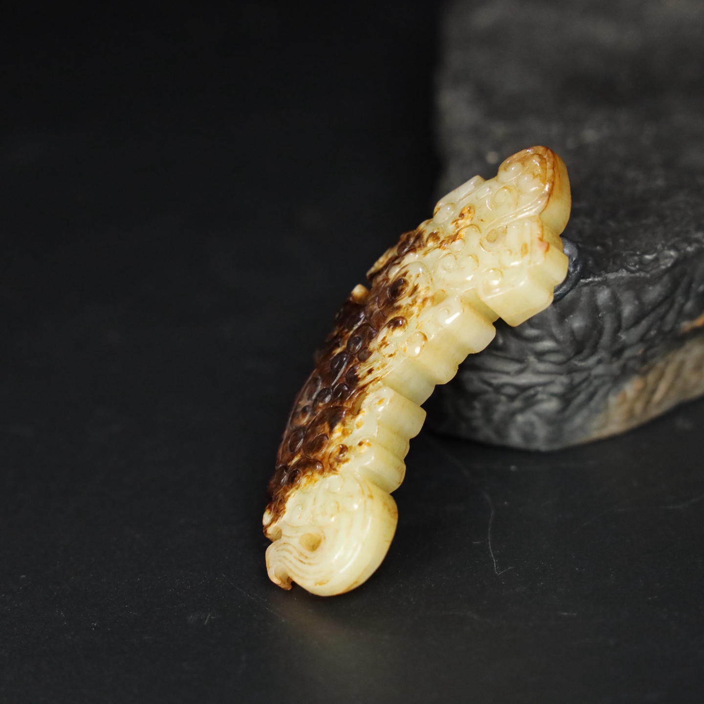 Chinese Natural Jade Carved Tiger Pendant