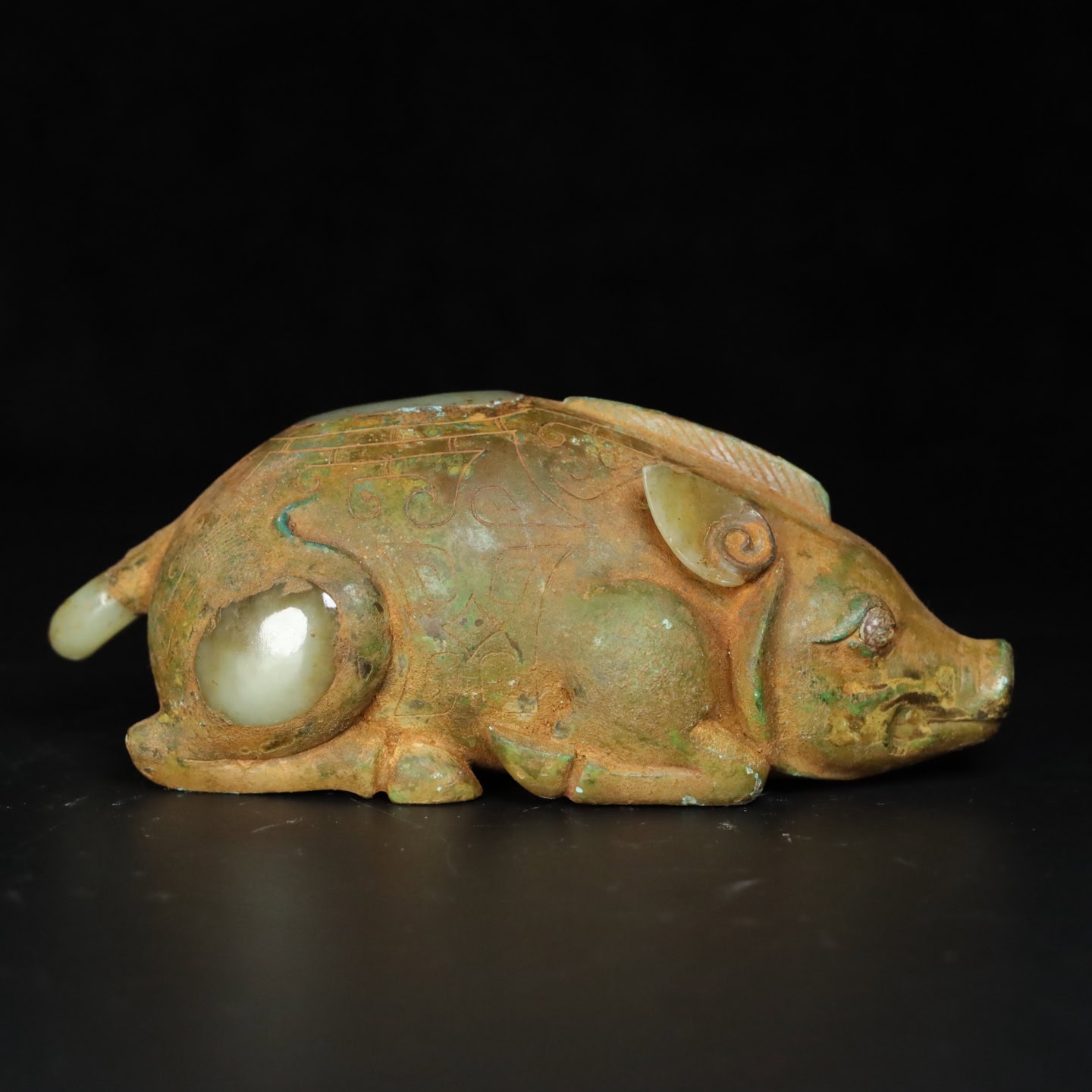 Chinese Natural Jade Carved Pig