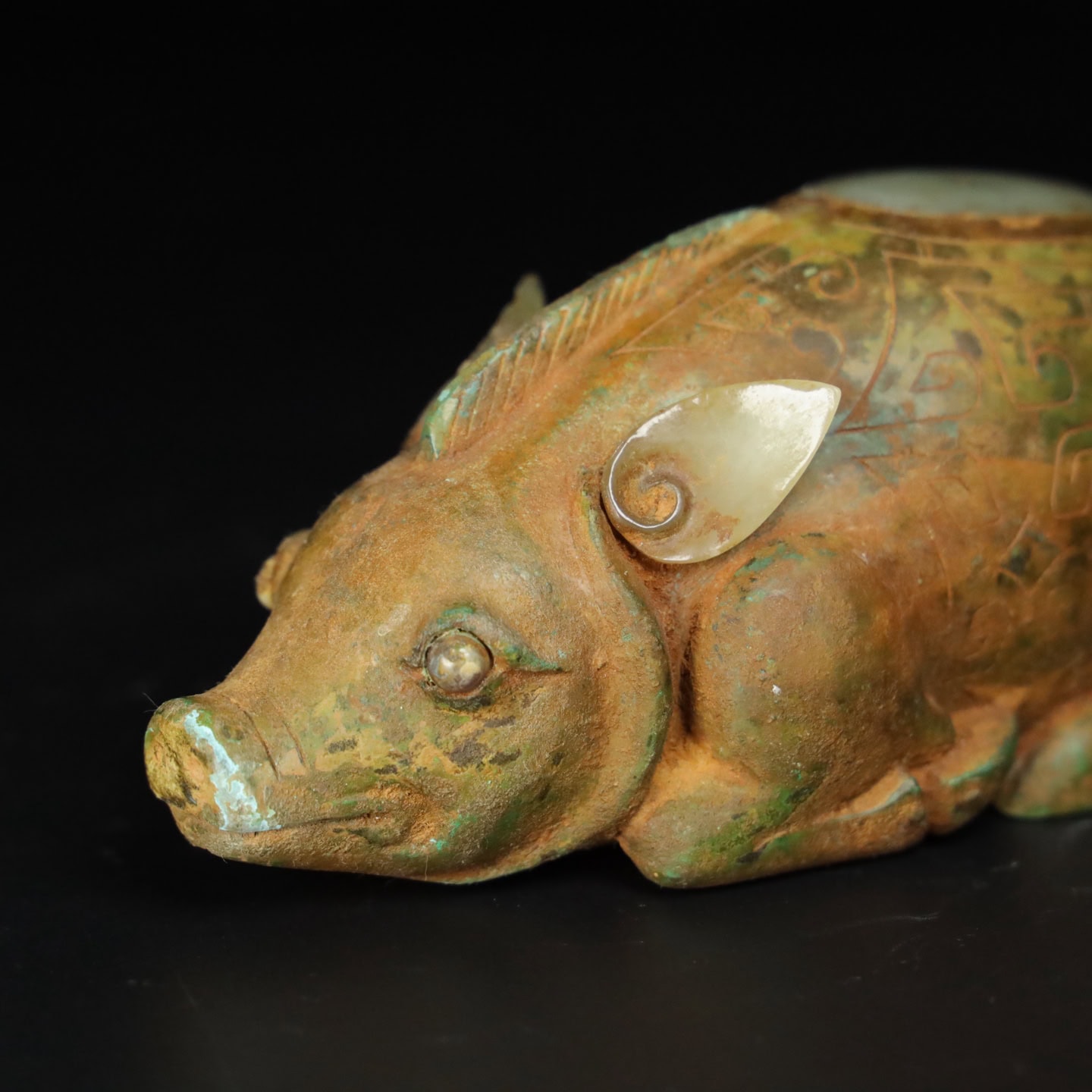 Chinese Natural Jade Carved Pig