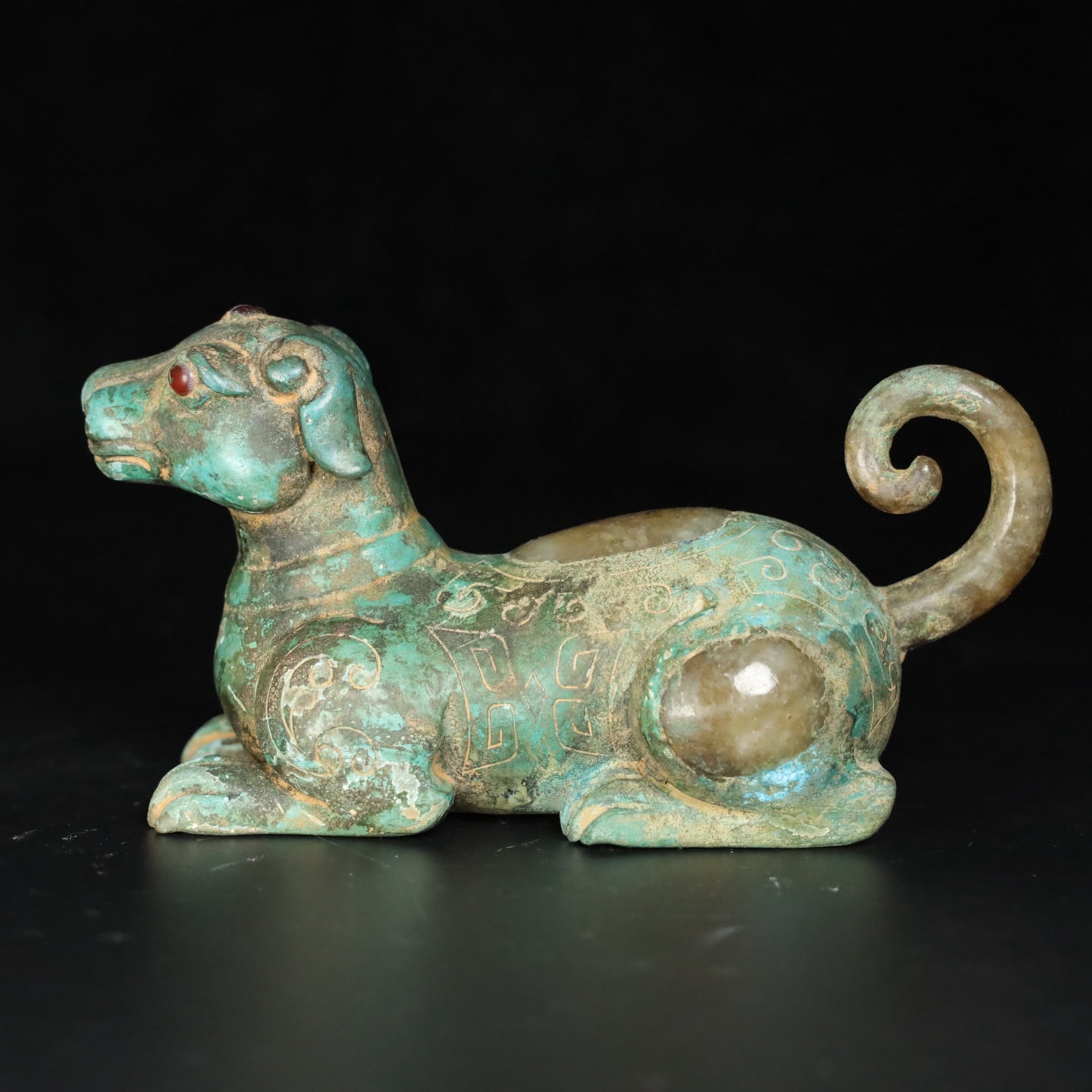 Chinese Natural Jade Carved Dog