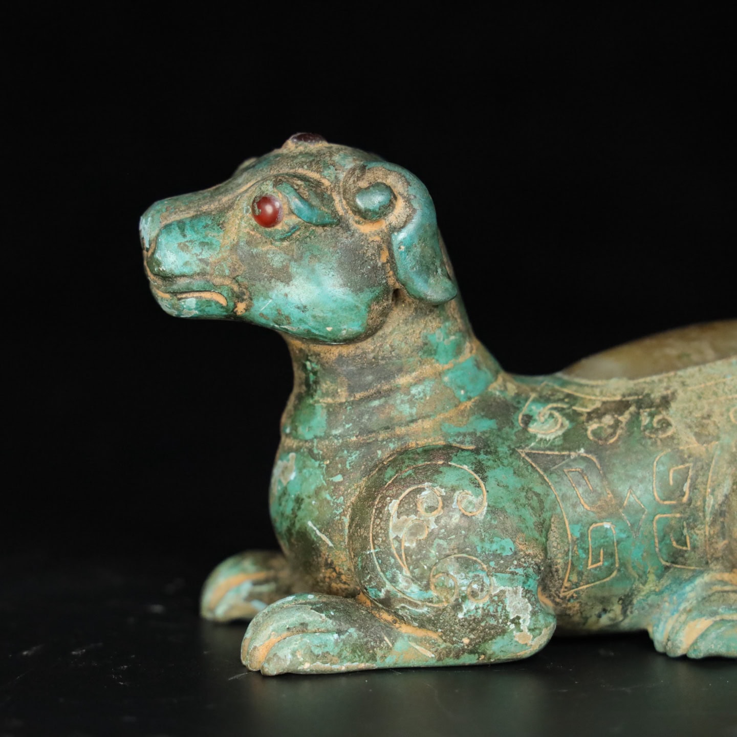 Chinese Natural Jade Carved Dog