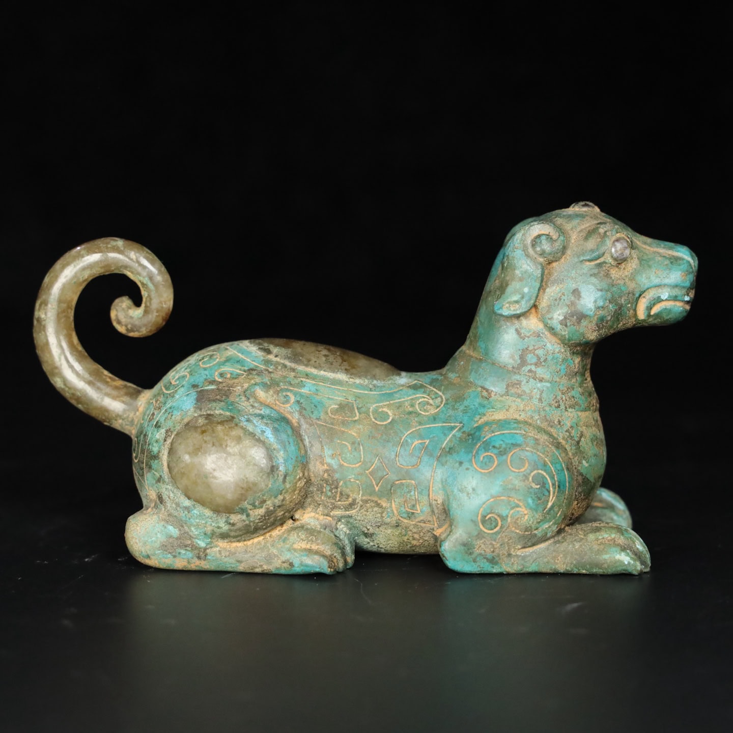 Chinese Natural Jade Carved Dog
