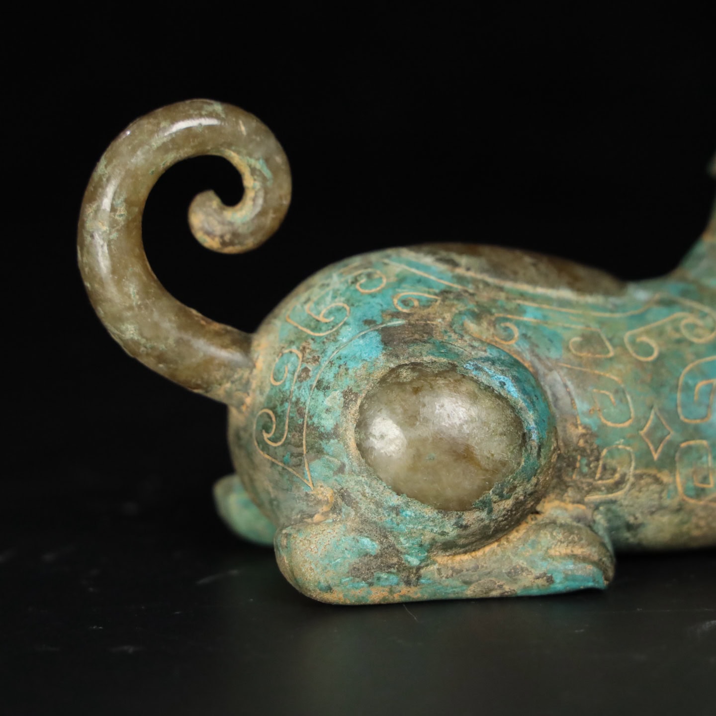 Chinese Natural Jade Carved Dog
