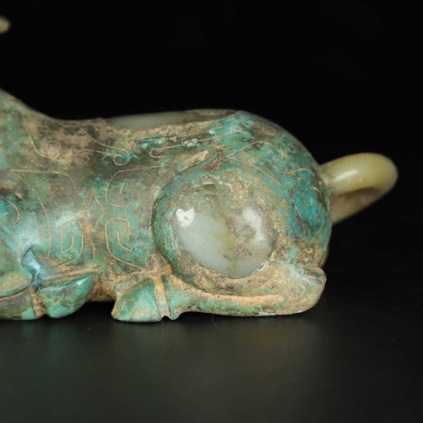 Chinese Natural Jade Carved Cow