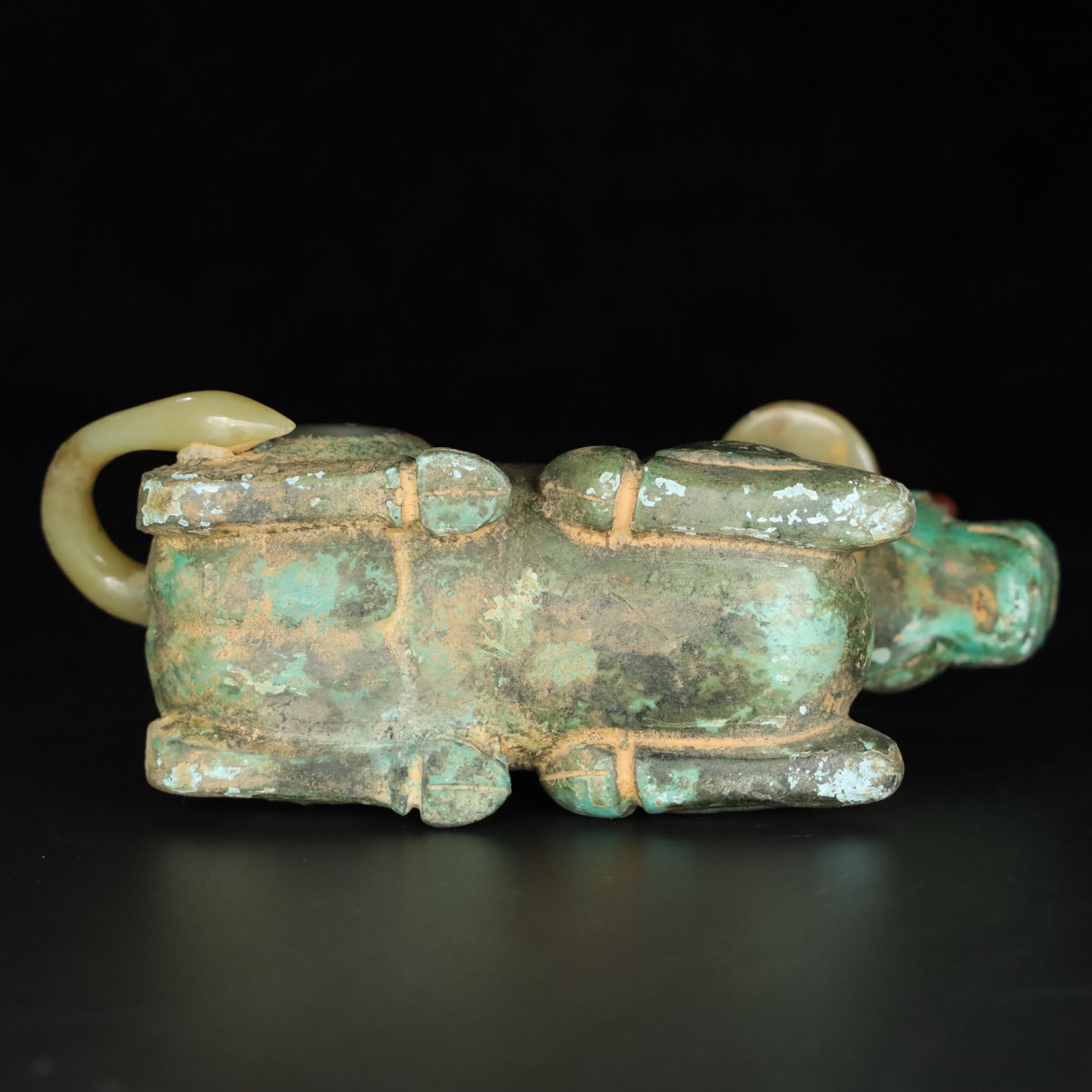Chinese Natural Jade Carved Cow