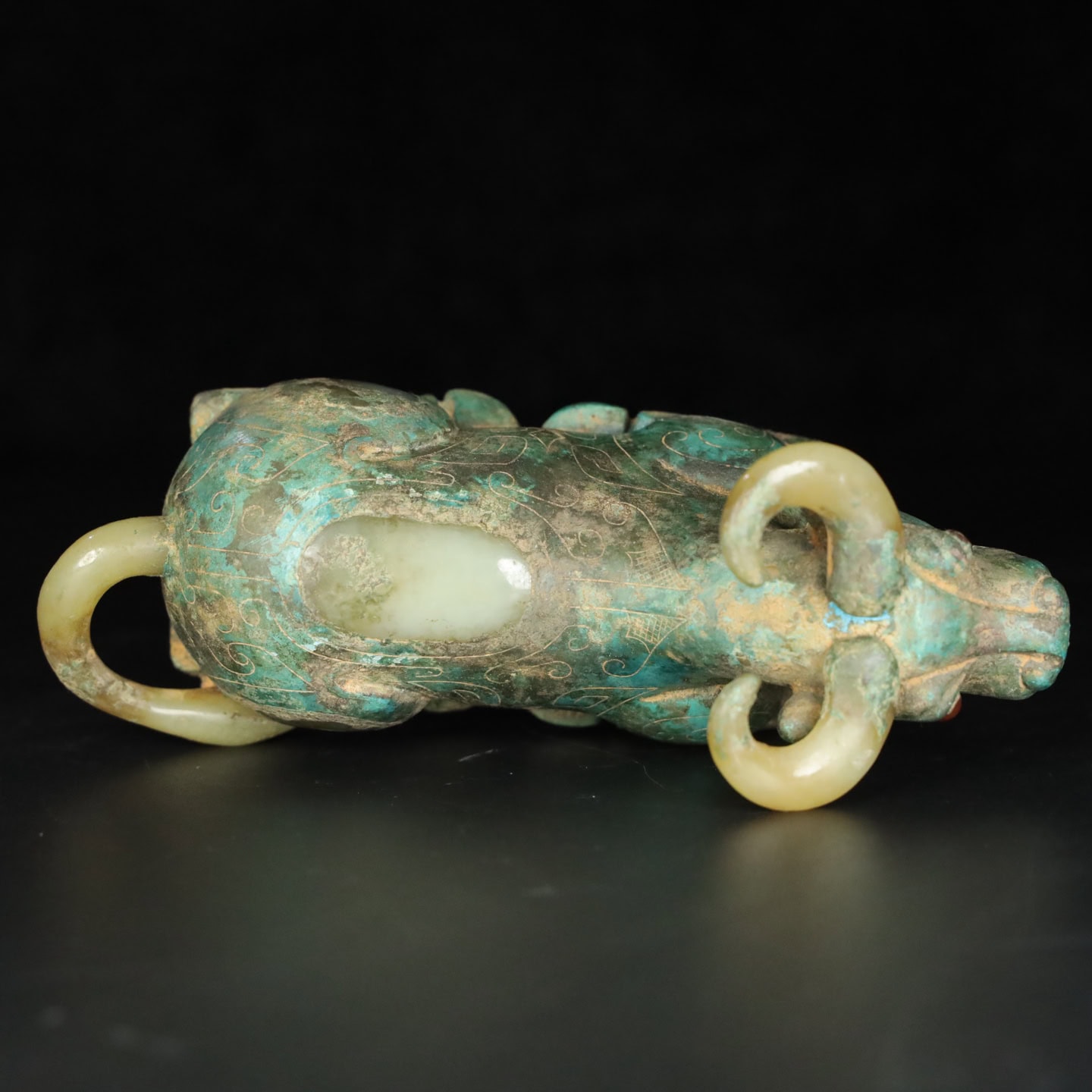Chinese Natural Jade Carved Cow
