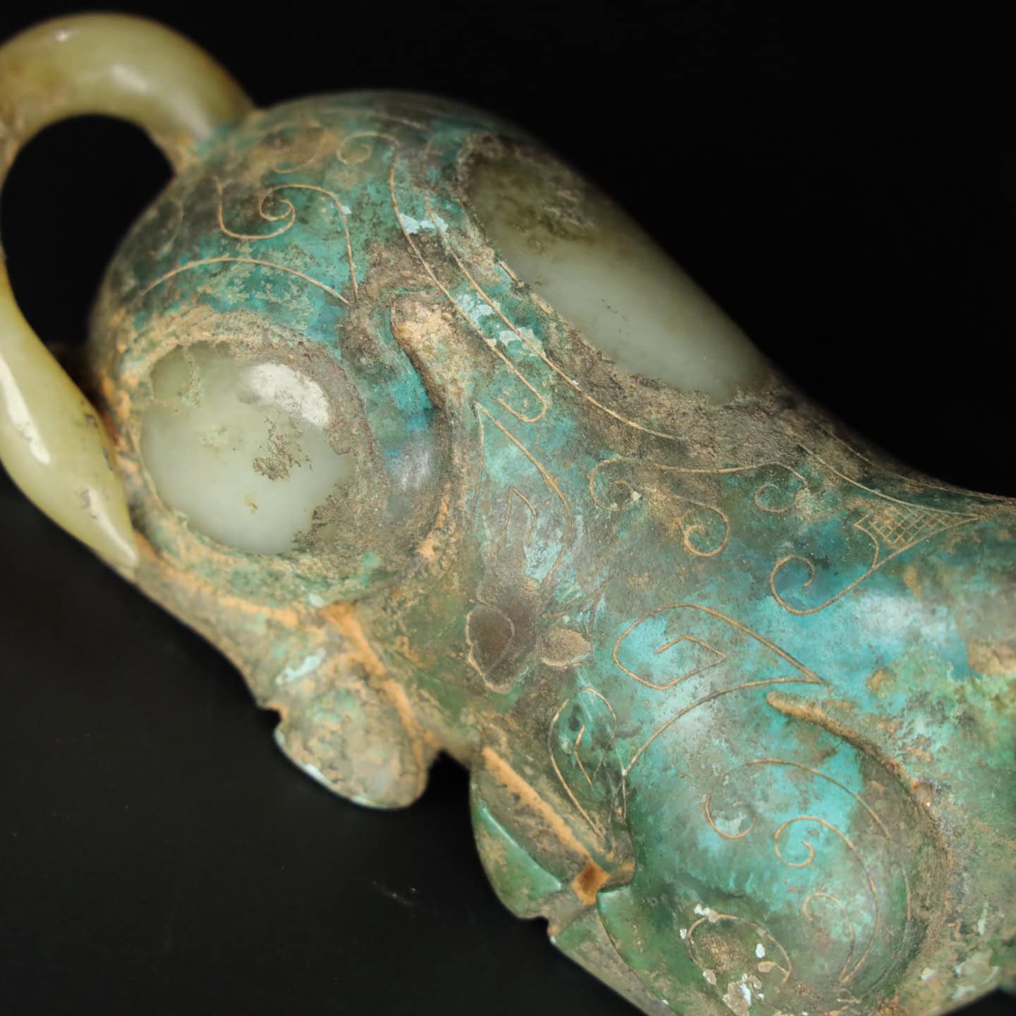 Chinese Natural Jade Carved Cow